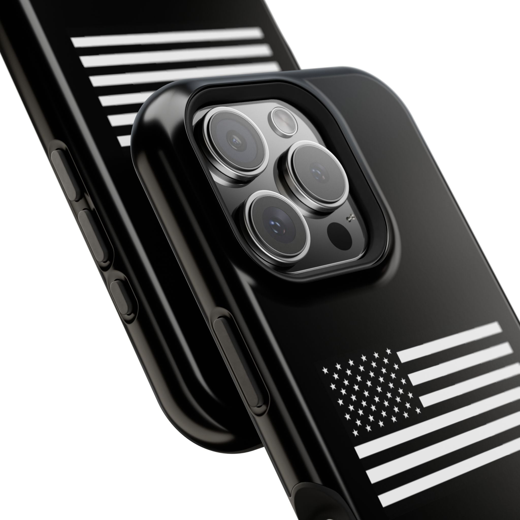Black and White American Flag Magnetic Impact-Resistant Cases