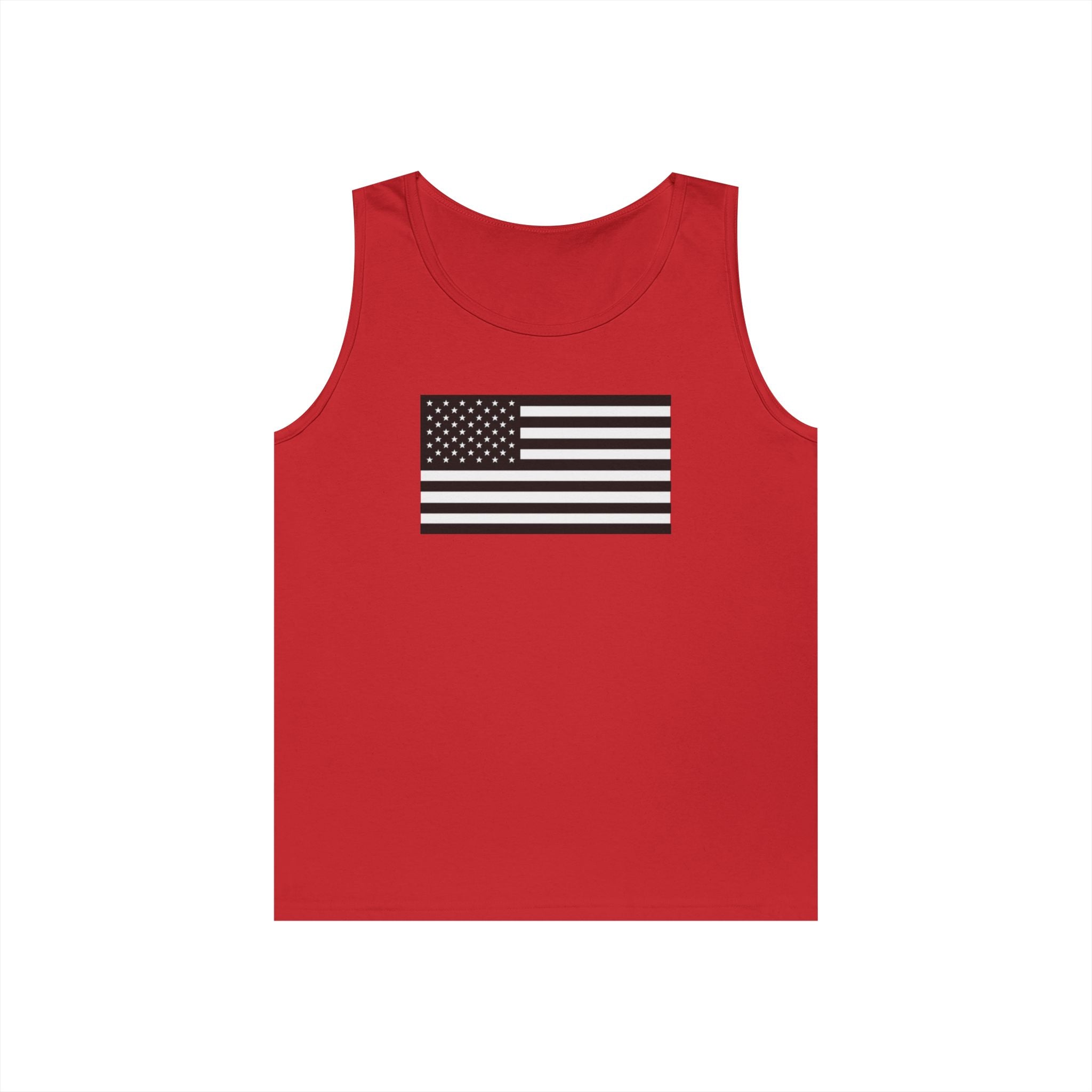 Black and White American Flag Heavy Cotton Tank Top