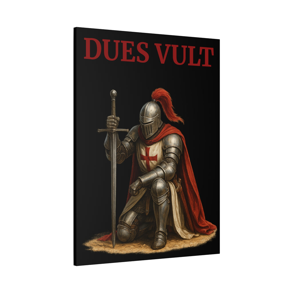 Crusader Knight Dues Vult Matte Canvas Wall Art, Dues Vult Decor, Medieval Artwork