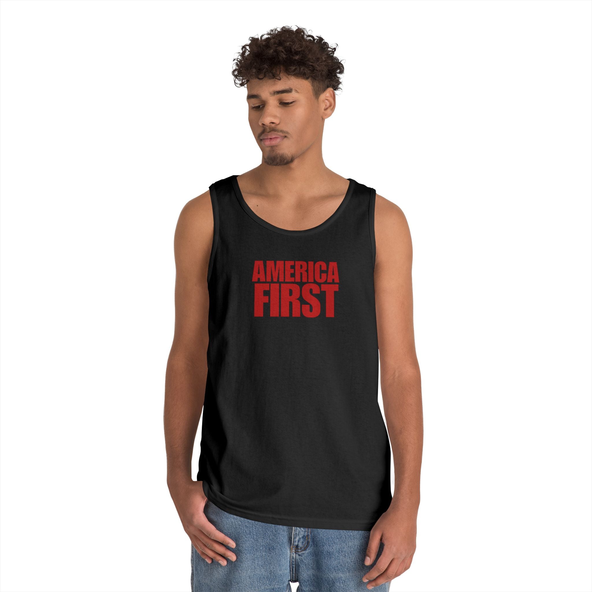 America First Red Heavy Cotton Tank Top