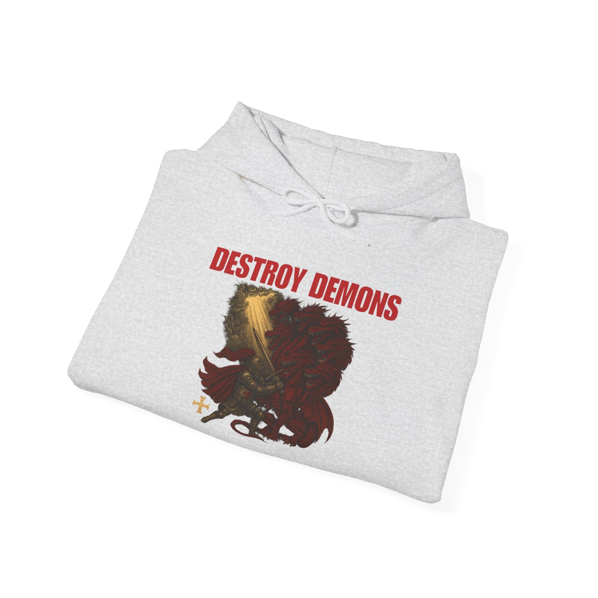 Destroy Demons, Crusader vs Great Red Dragon Graphic Pull Over Hoodie Sweatshirt