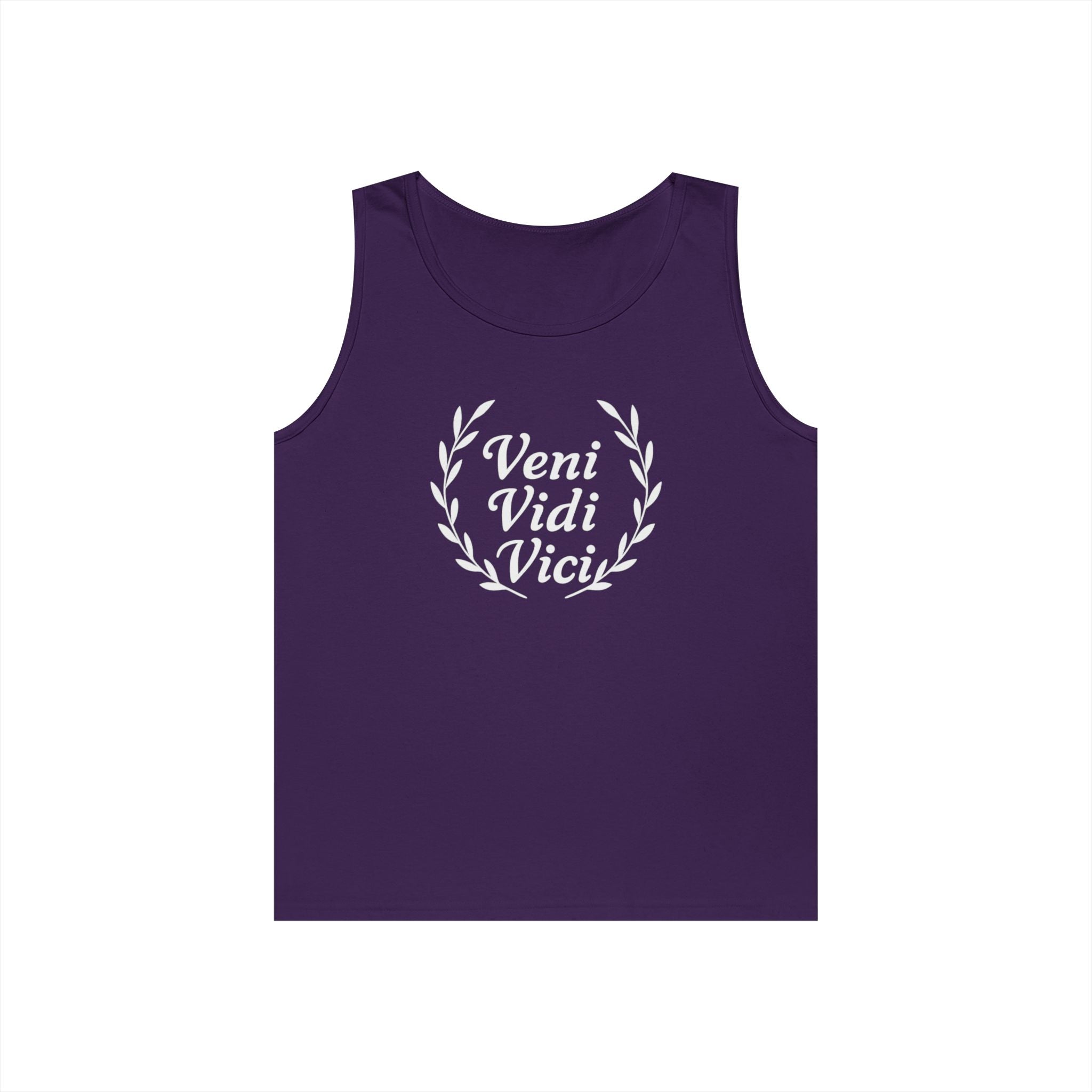 Veni Vidi Vici White Text Unisex Heavy Cotton Tank Top