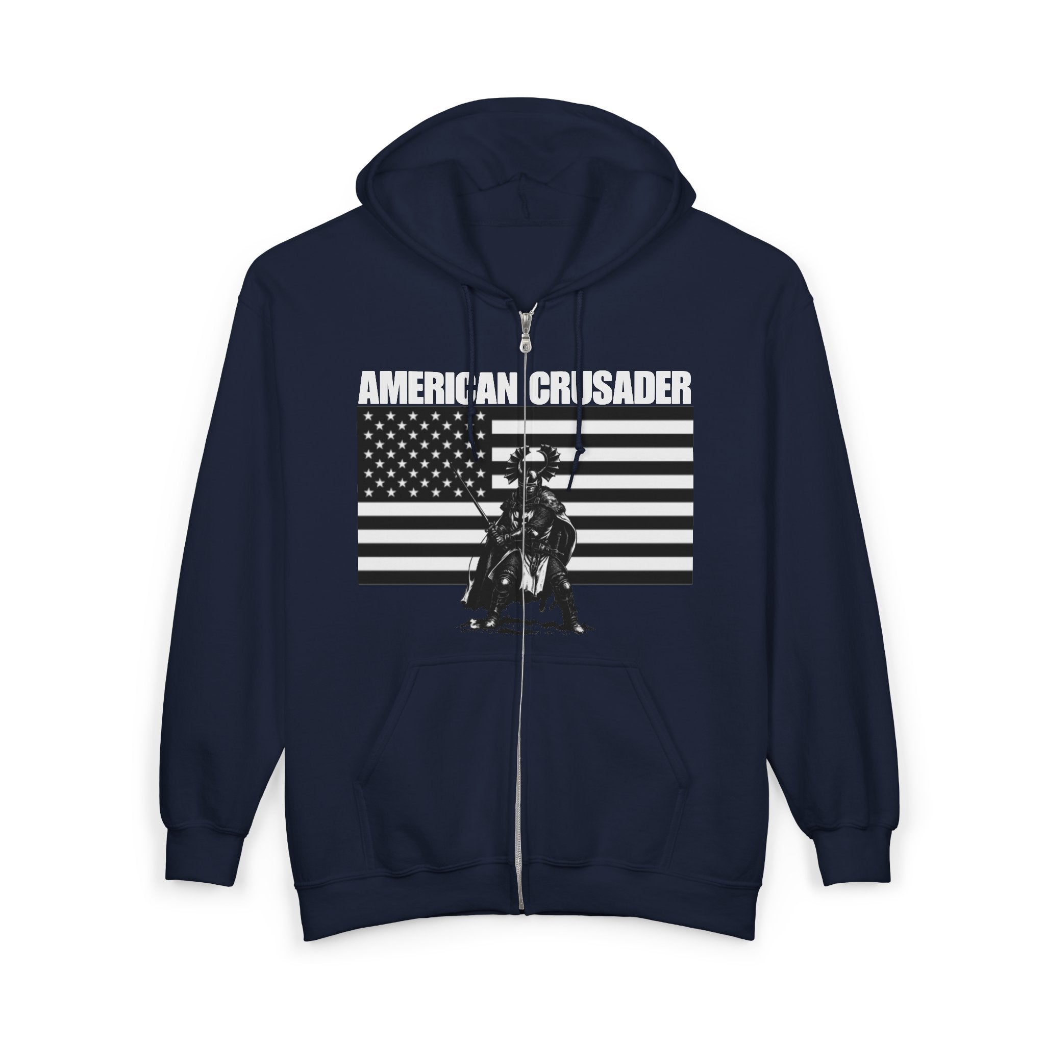 American Crusader Graphic Zip Up Hoodie Sweatshirt