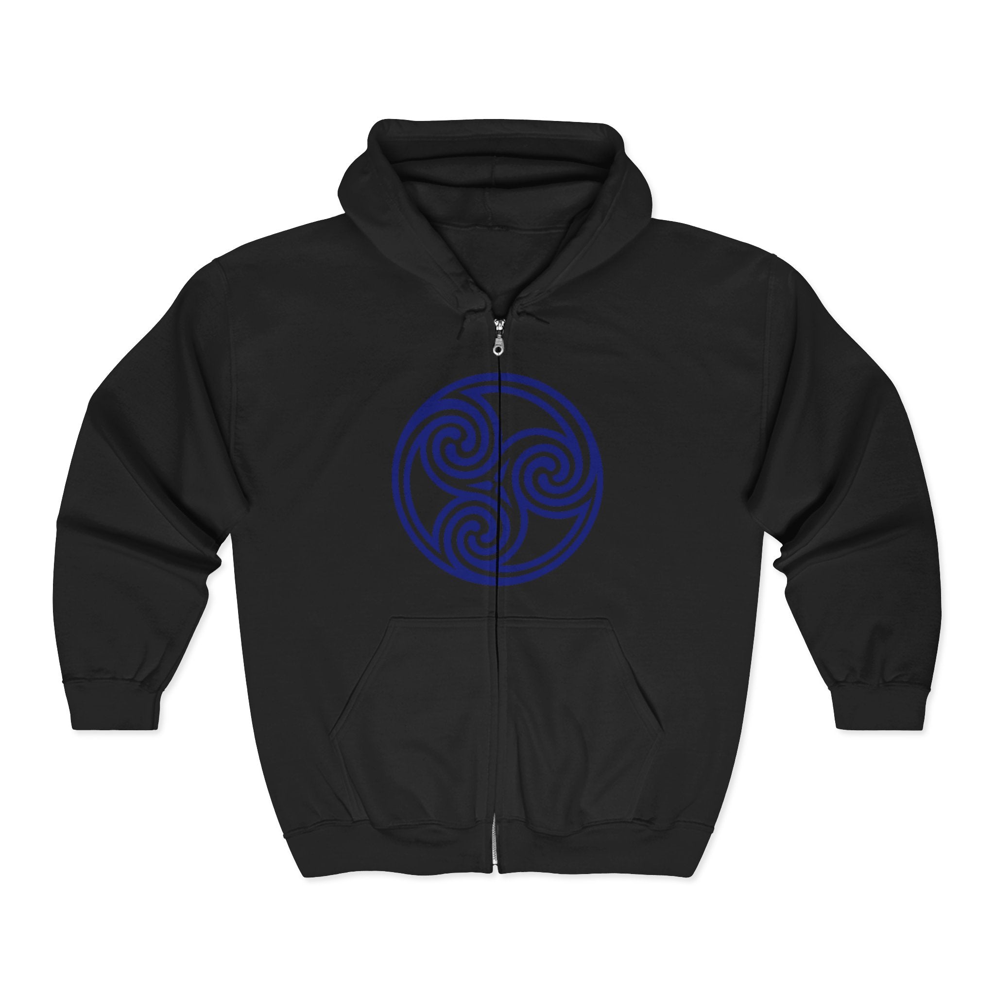 Celtic Spiral Triskele Trinity Symbol Alt Blue Design Full Zip Up Hoodie Sweatshirt