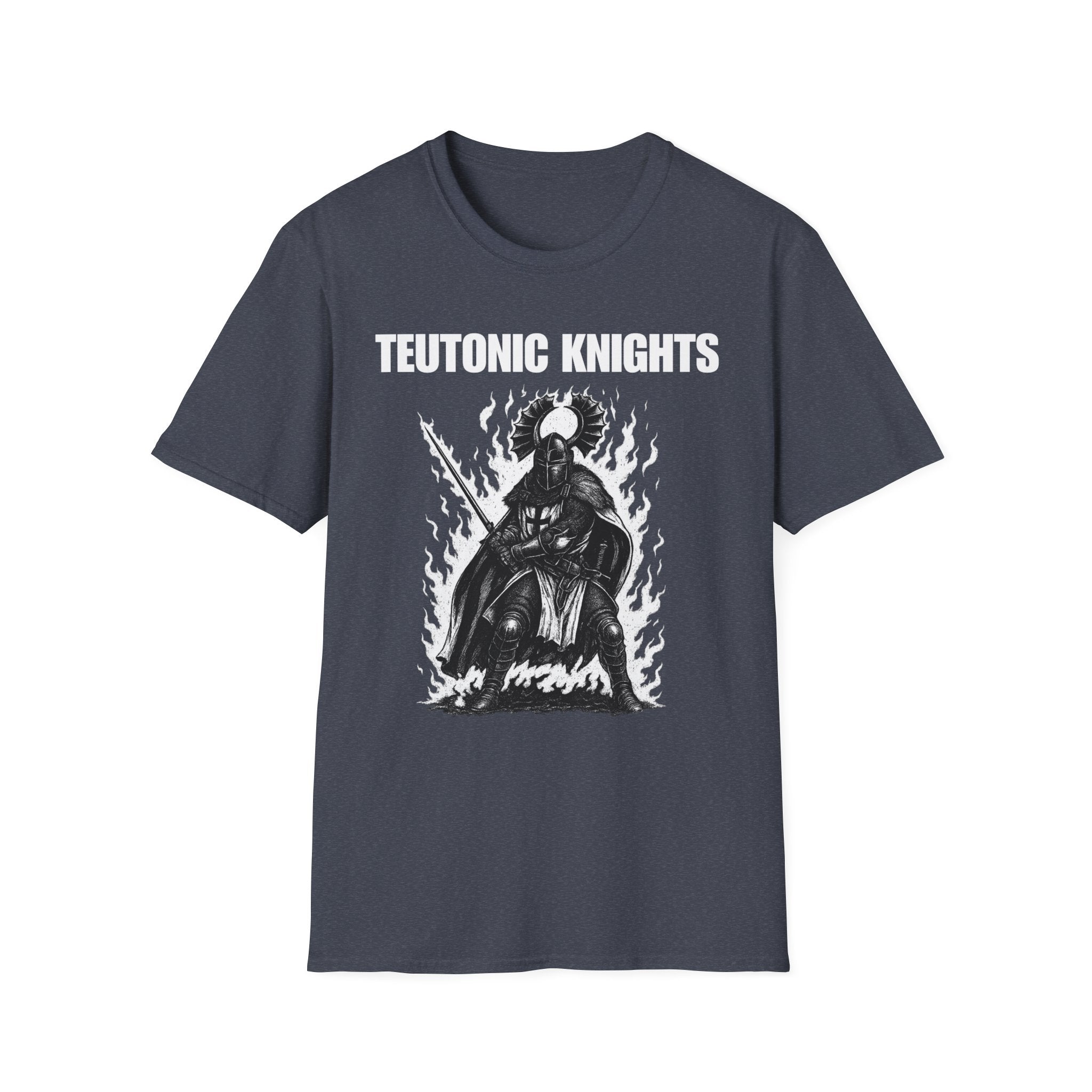 Teutonic Knights Front and Back White Teutonic Cross Graphic Softstyle Cotton Shirt T-Shirt