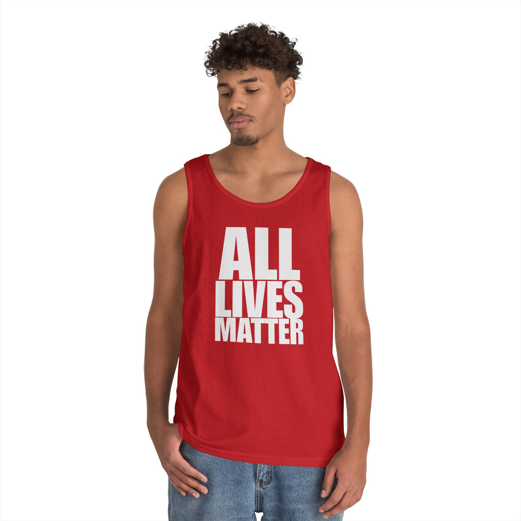 All Lives Matter White Text Heavy Cotton Tank Top