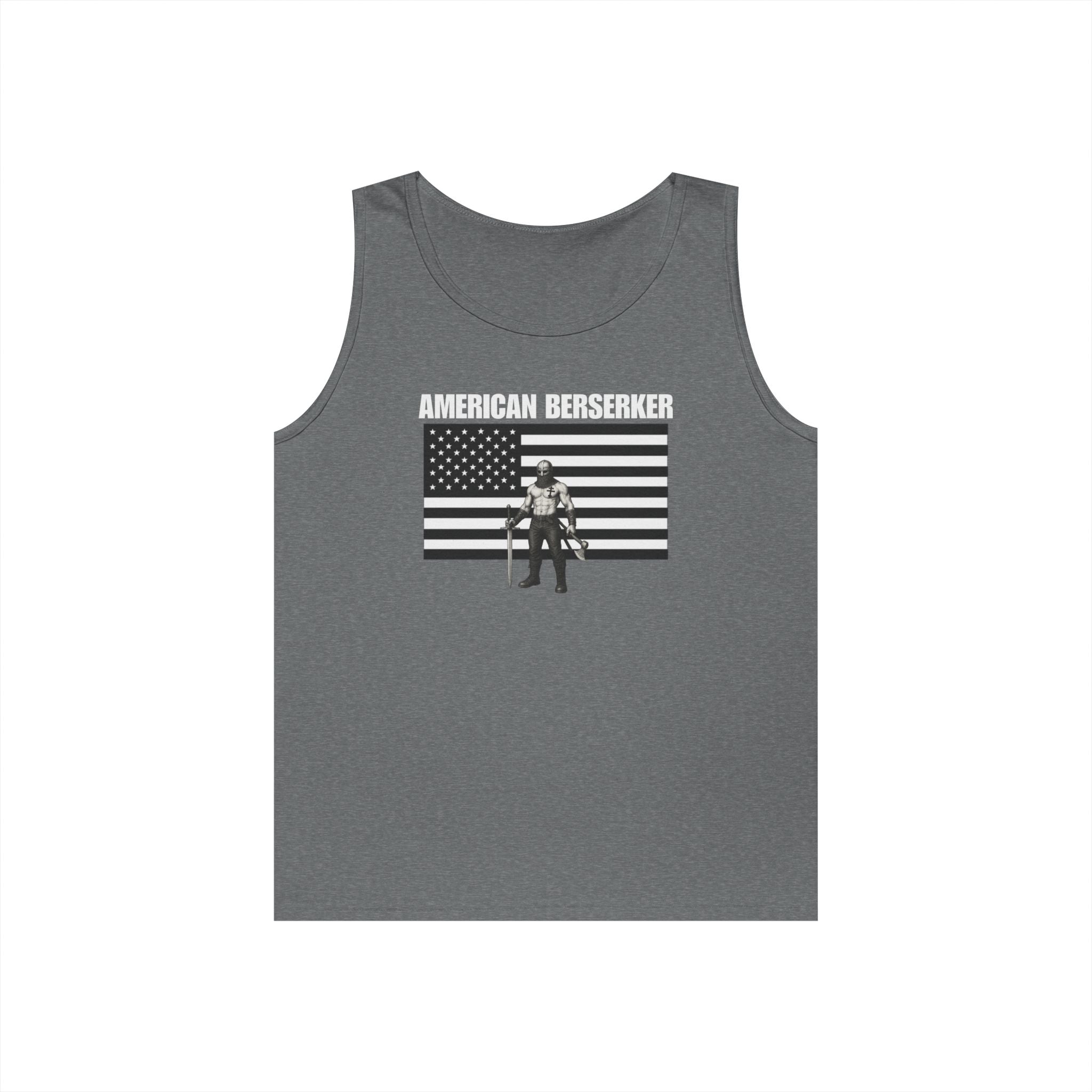 Bold American Berserker Black and White Heavy Cotton Tank Top