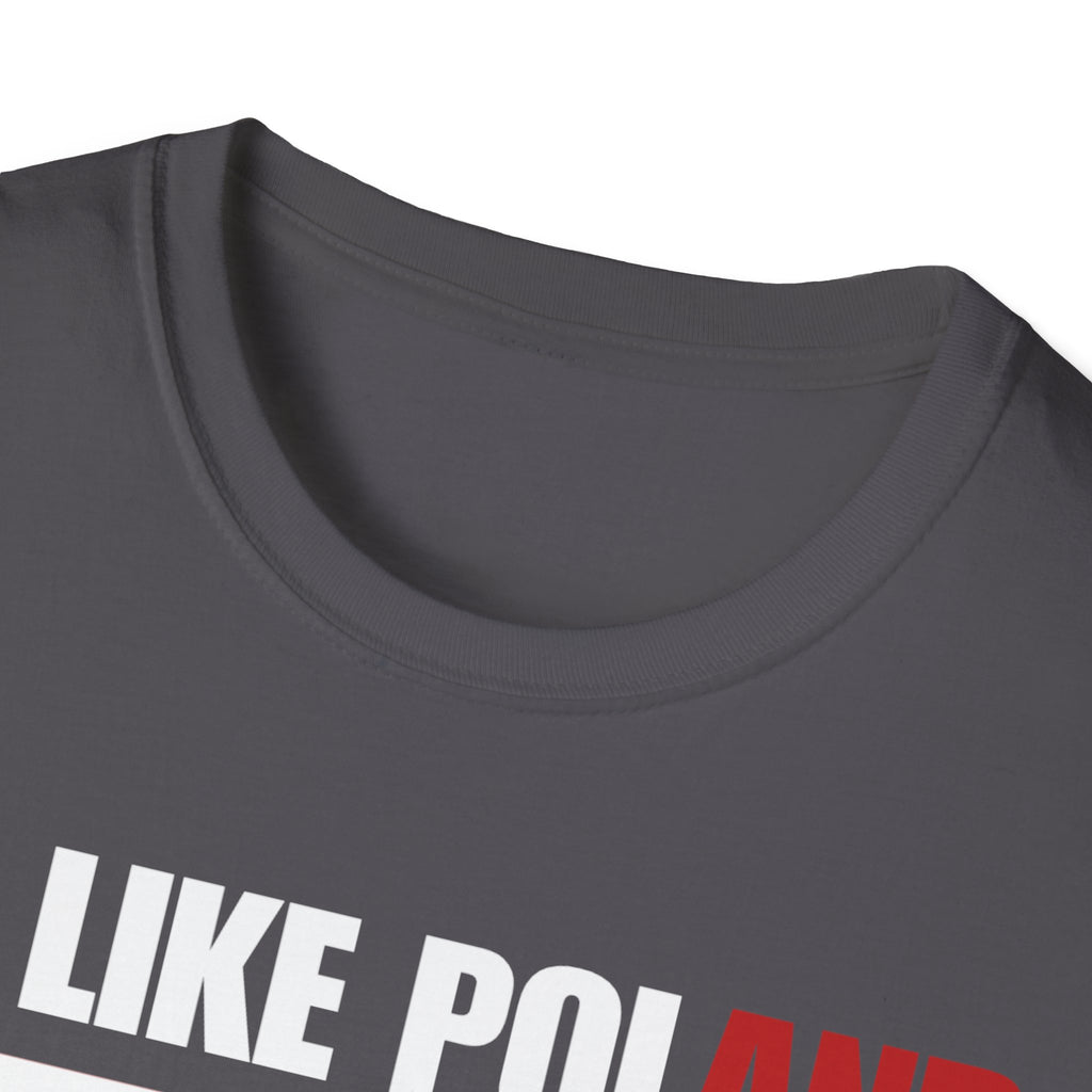 Be Like Poland Winged Hussar Front, Polish Eagle Cross Back Heavy Cotton Softstyle T-Shirt Softstyle Tee