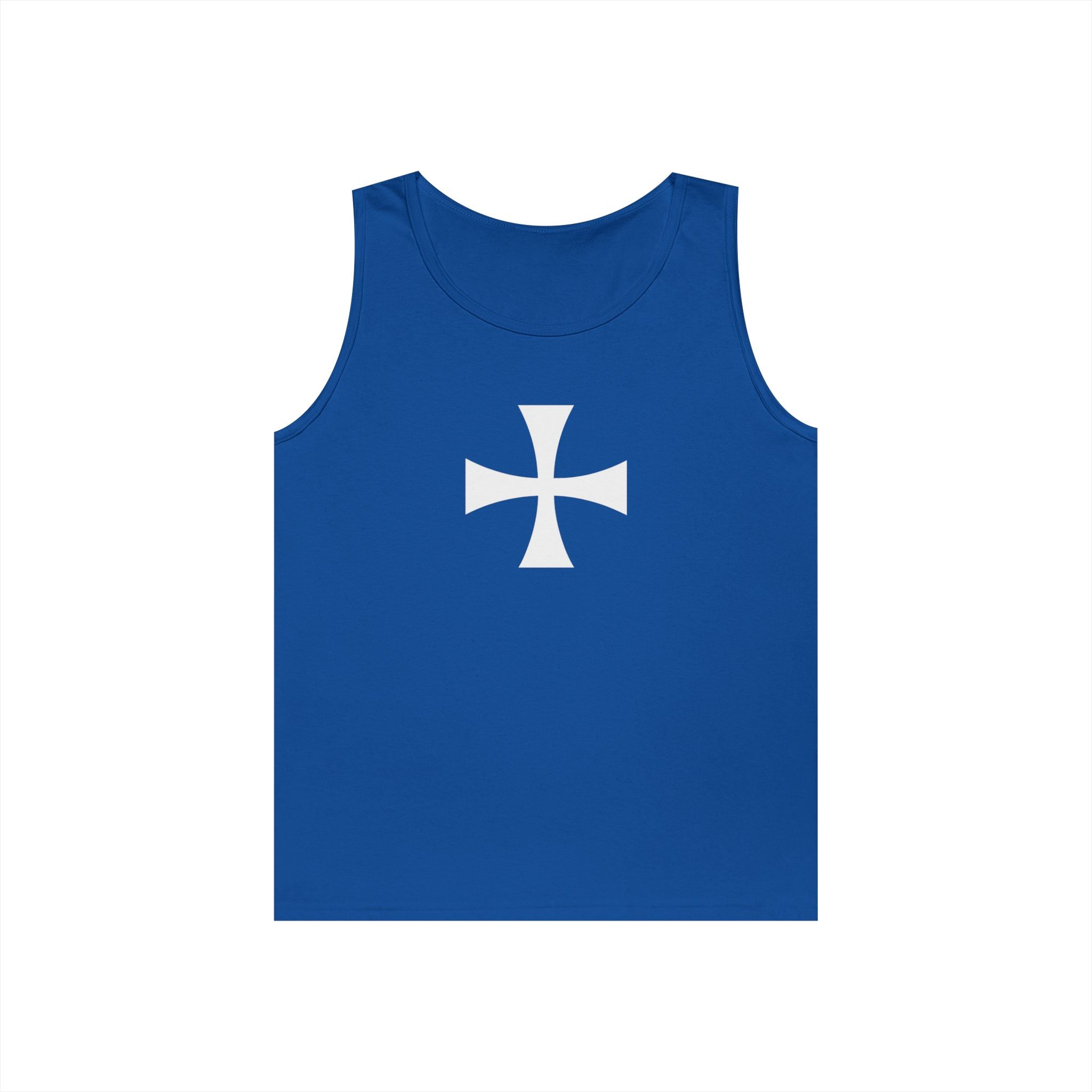 Teutonic Cross White Design Heavy Cotton Tank Top