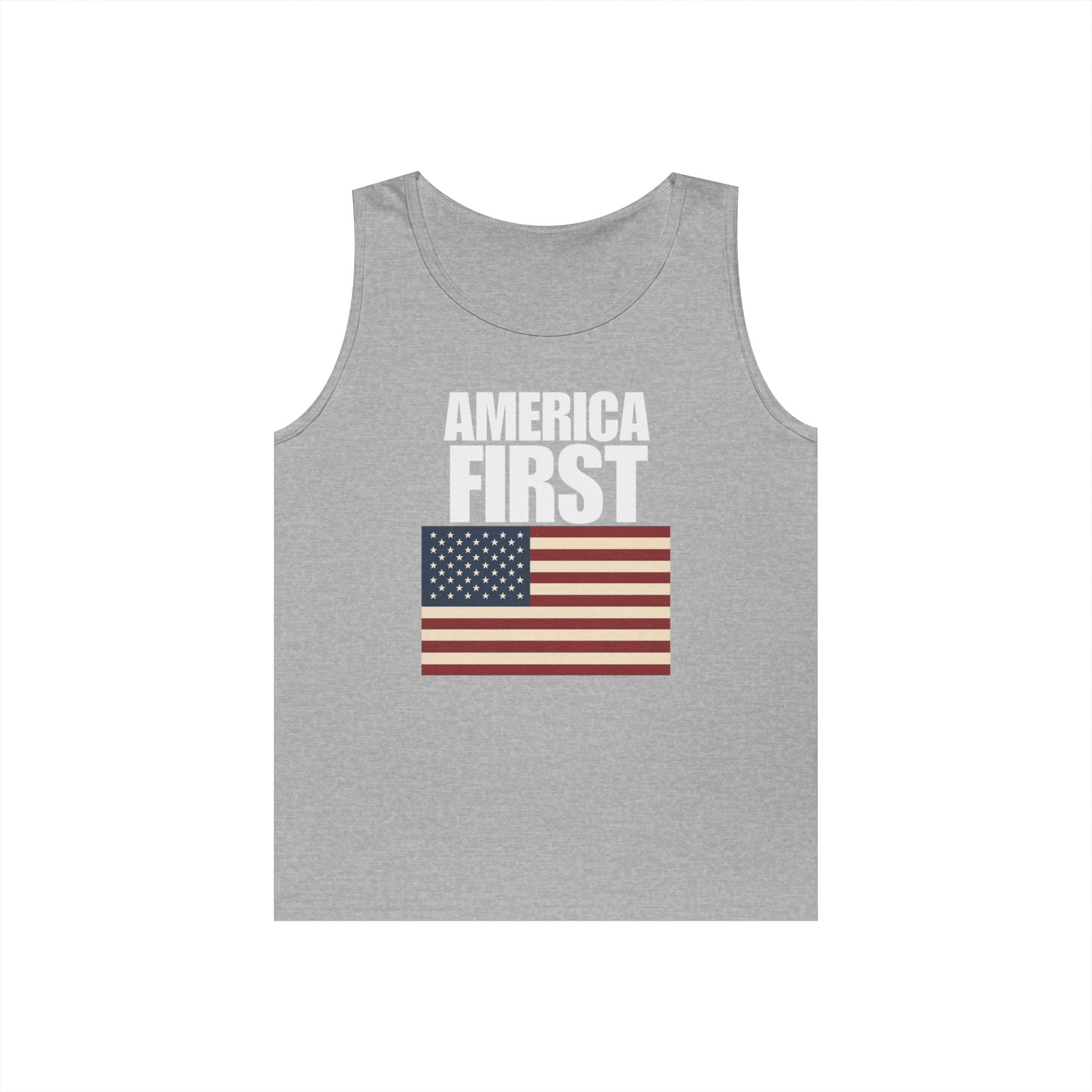 America First American Flag Heavy Cotton Tank Top