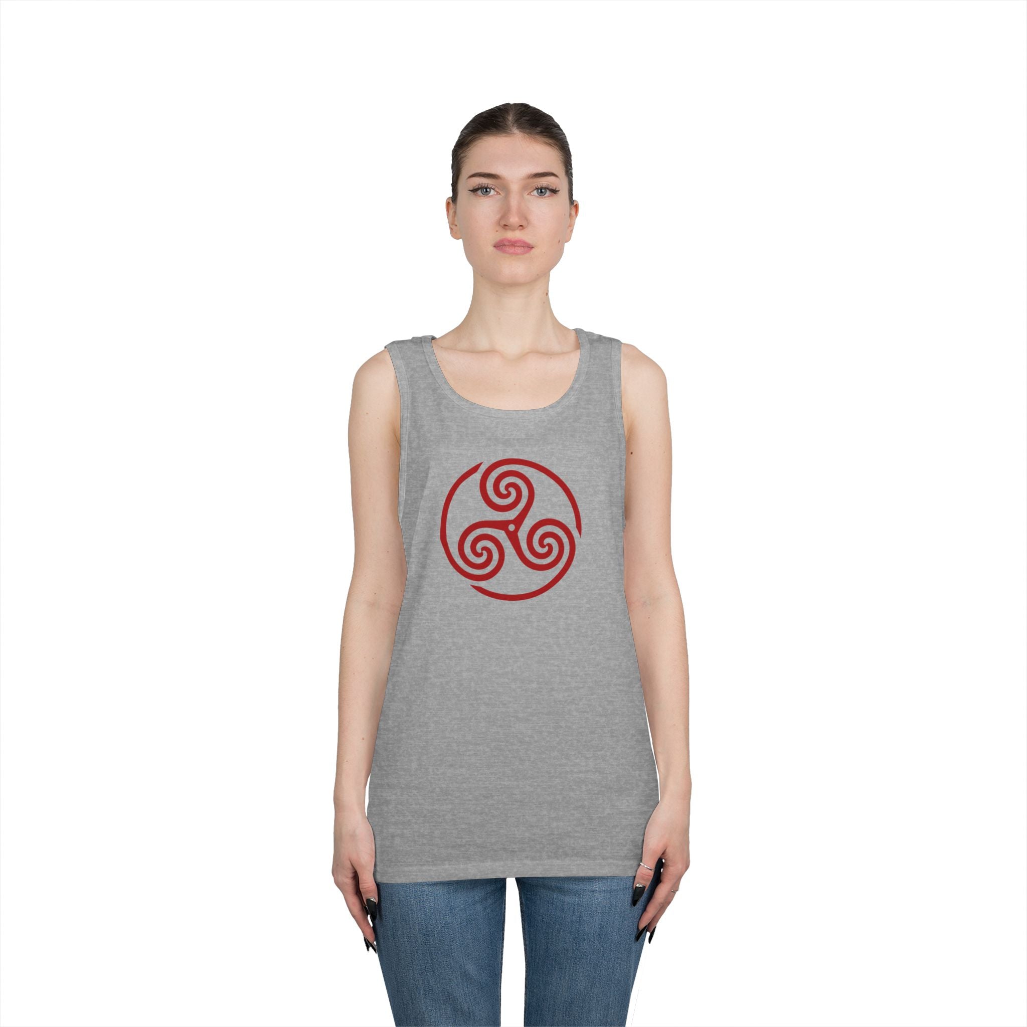 Celtic Spiral Triskele Symbol Alt Design Red Unisex Tank Top