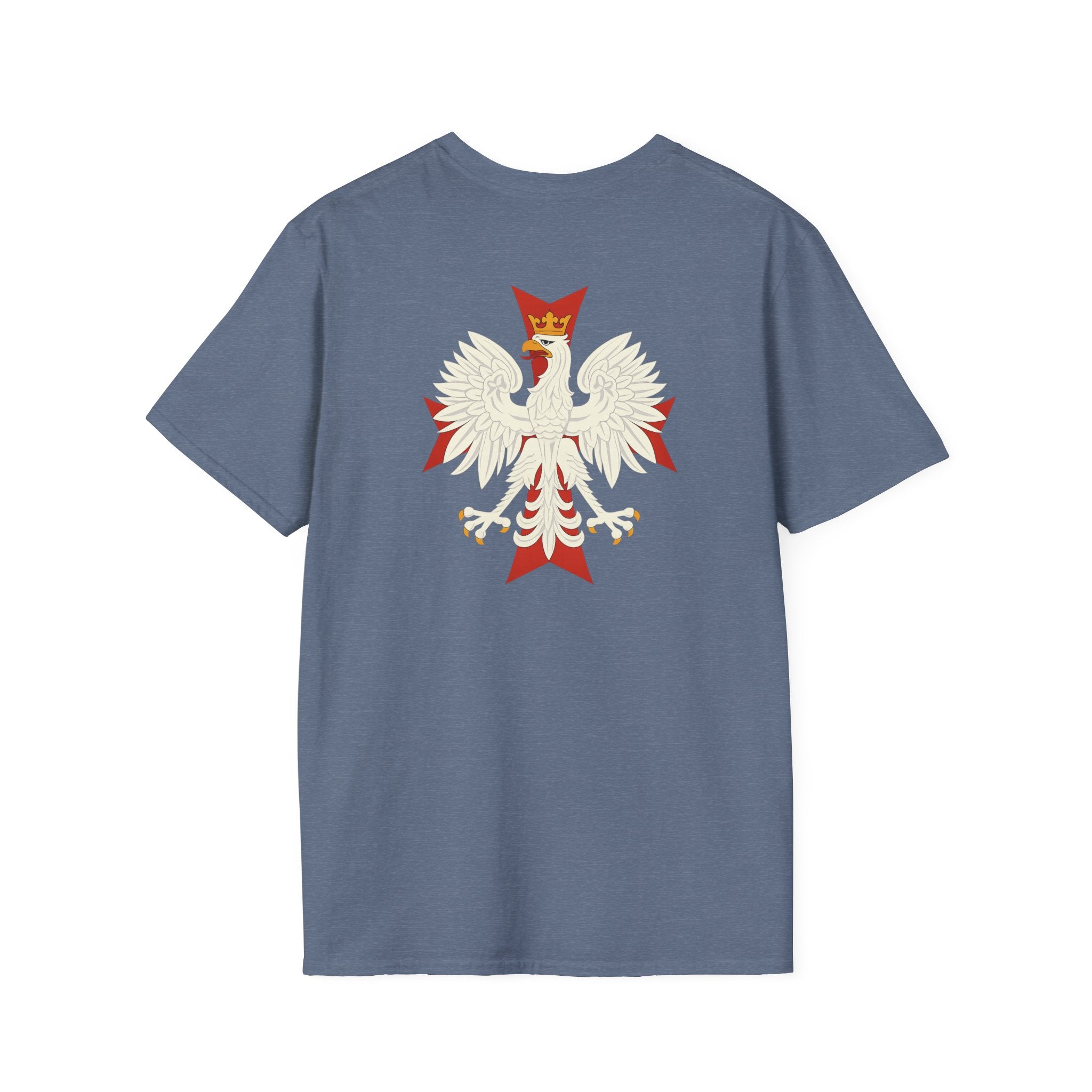 Be Like Poland Winged Hussar Front, Polish Eagle Cross Back Heavy Cotton Softstyle T-Shirt Softstyle Tee