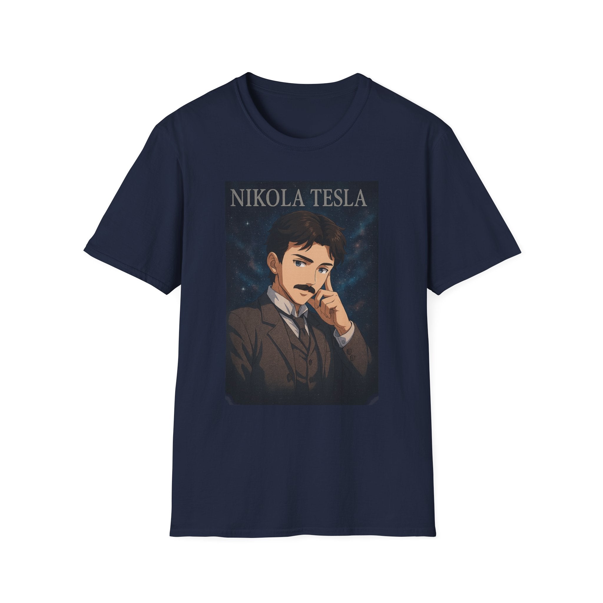 Nikola Tesla Historic Figure Graphic T-Shirt | Unisex Softstyle Tee, Science Gift, Nerd Apparel, Inspirational Clothing, Vintage Style Shirt
