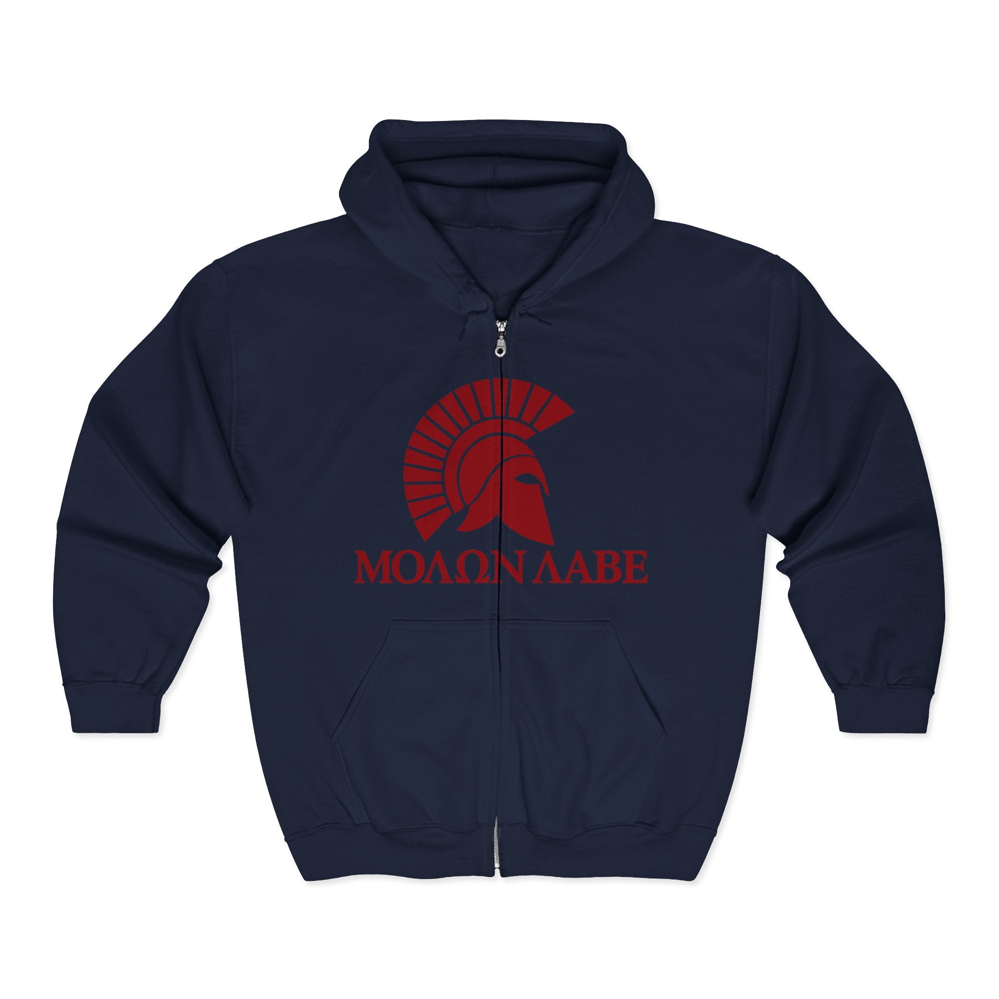Molon Labe "Come and Take It!" in Greek Red Design Zip Up Hoodie Sweatshirt