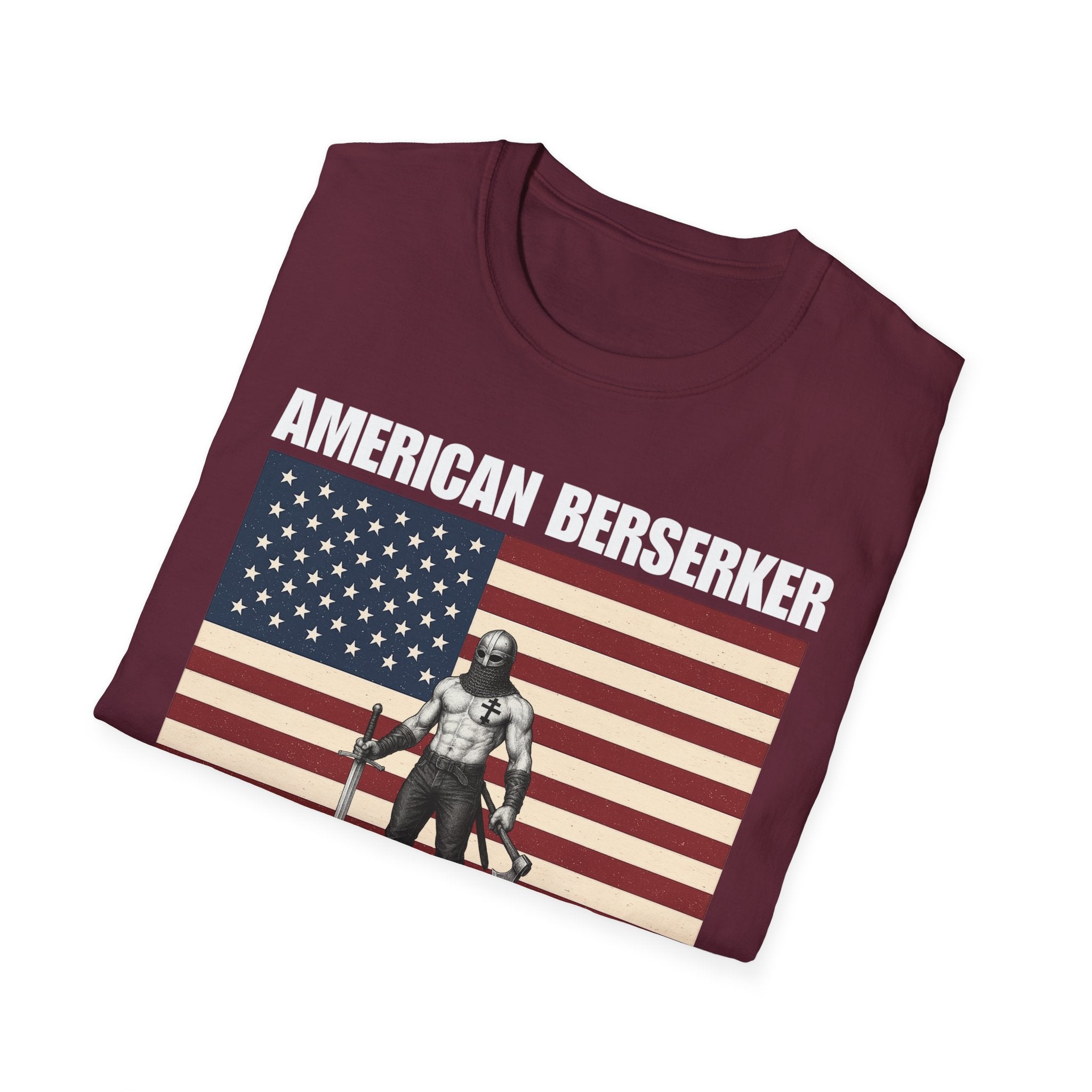 Bold American Berserker Graphic Softstyle Cotton T-Shirt