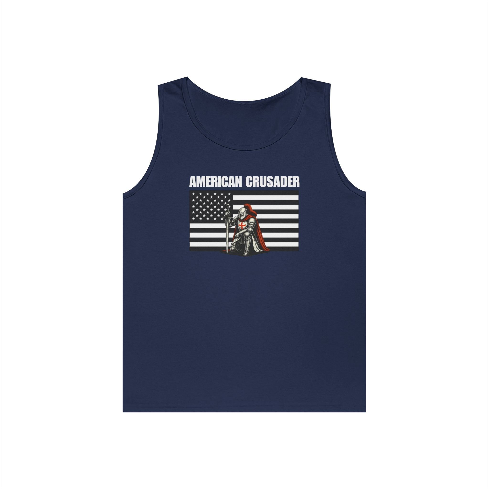 American Crusader Black and White Alt Design Heavy Cotton Tank Top