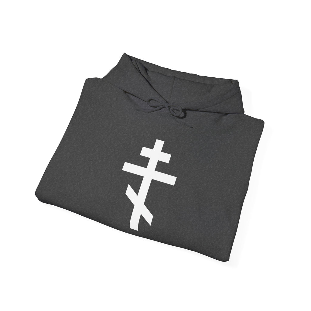 White Crucifix Pull Over Hoodie Sweatshirt