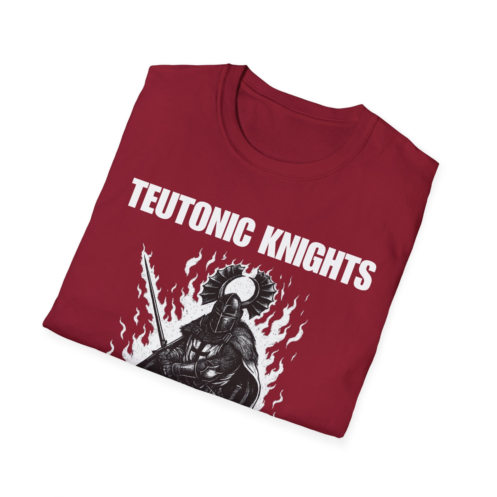 Teutonic Knights Front and Back White Teutonic Cross Graphic Softstyle Cotton Shirt T-Shirt