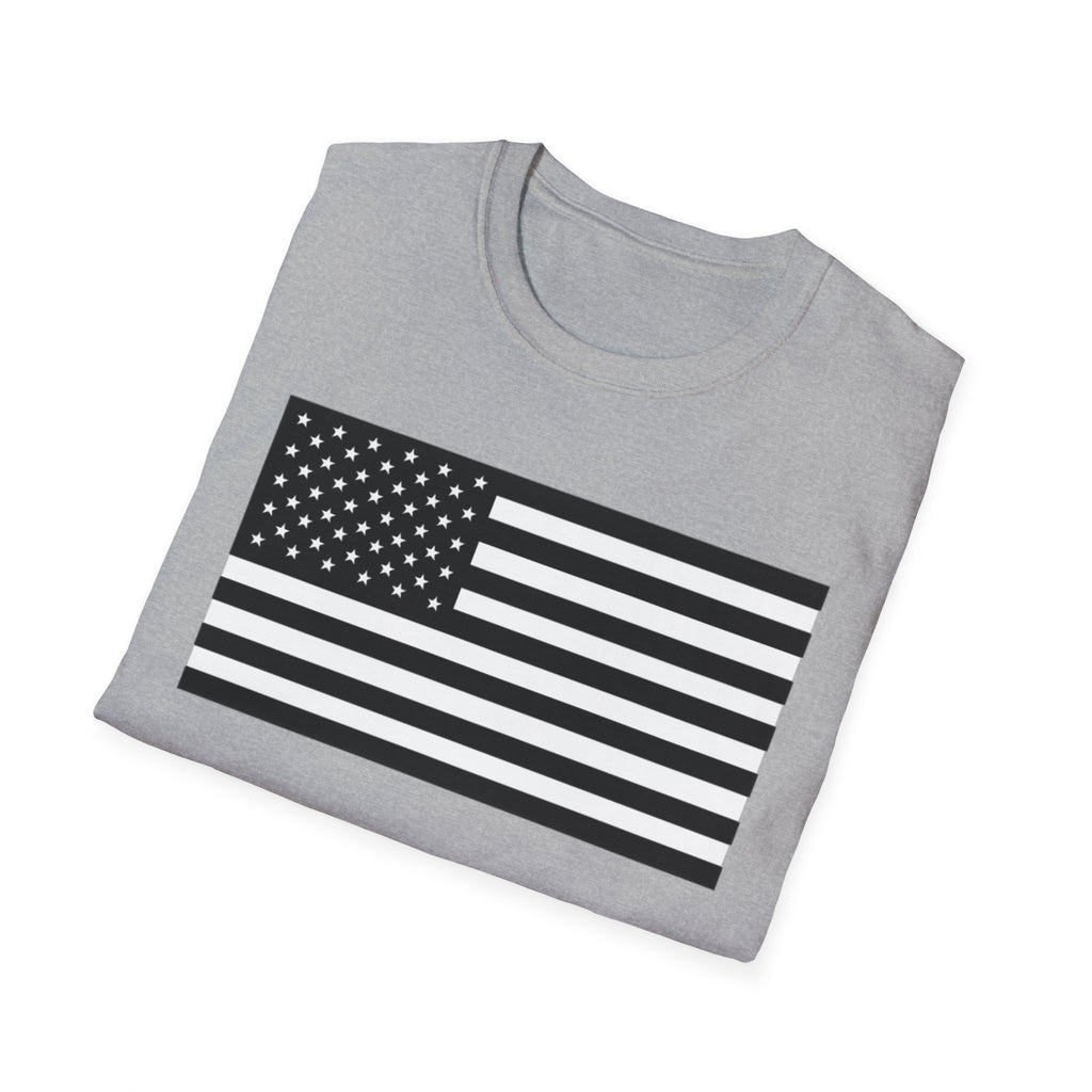 Black and White American Flag Softstyle Cotton Shirt T-Shirt