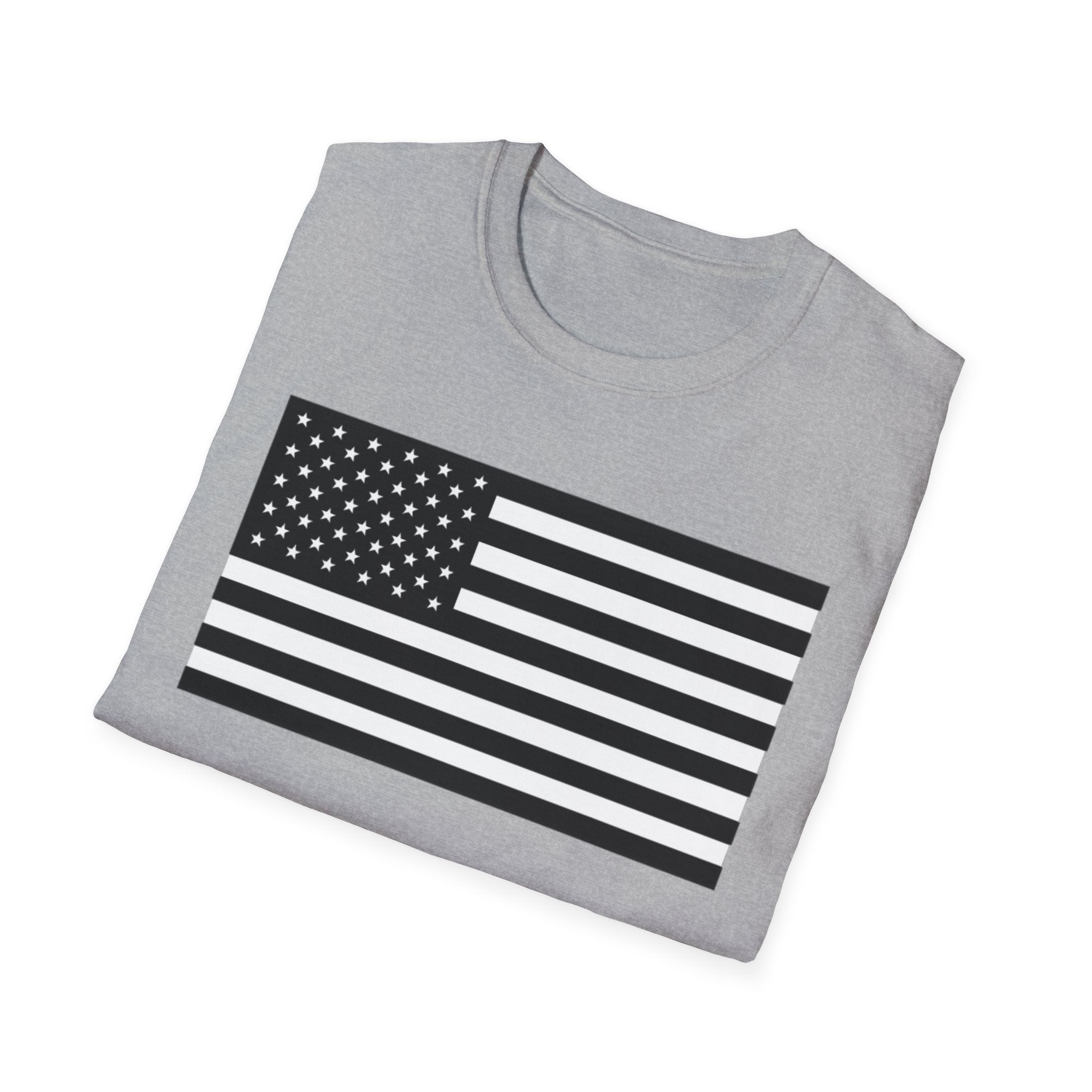 Black and White American Flag Softstyle Cotton Shirt T-Shirt