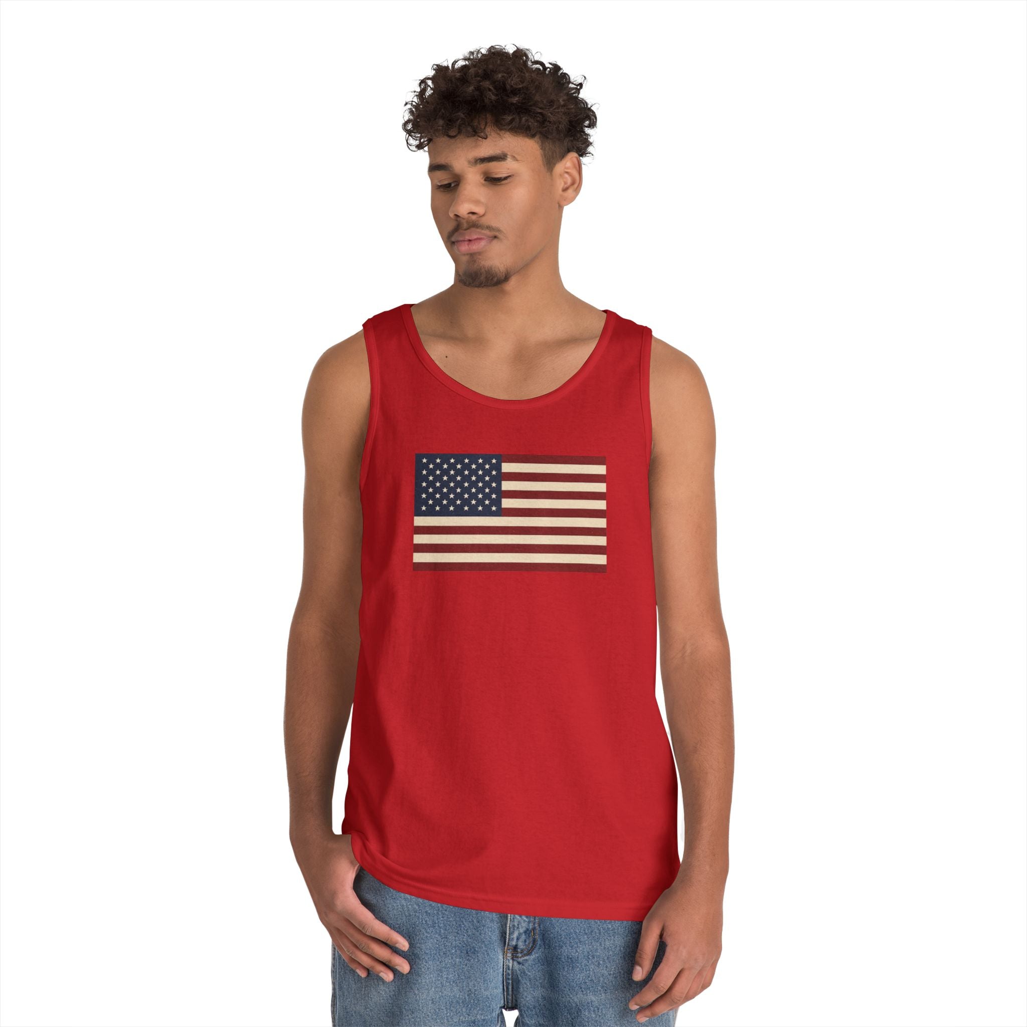 American Flag Heavy Cotton Tank Top
