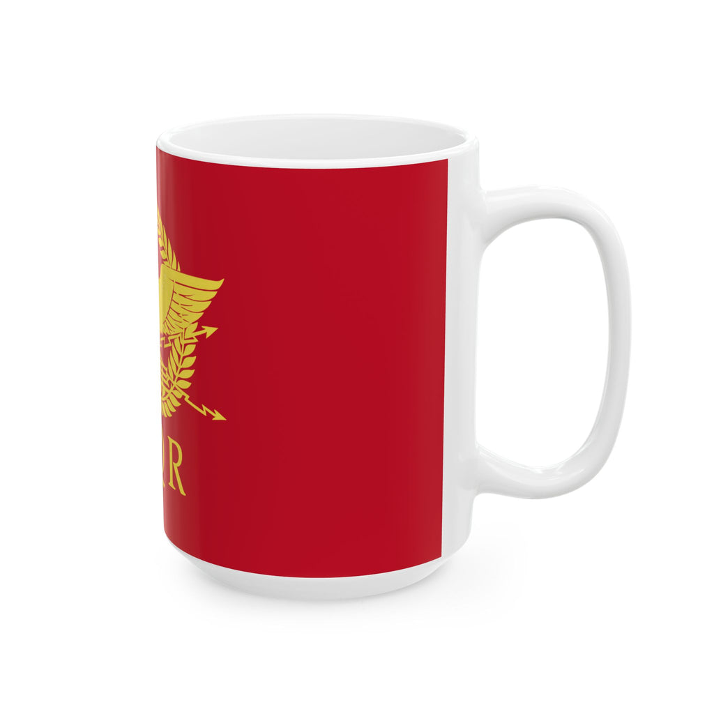SPQR Gold Roman Eagle Design Red Ceramic Mug