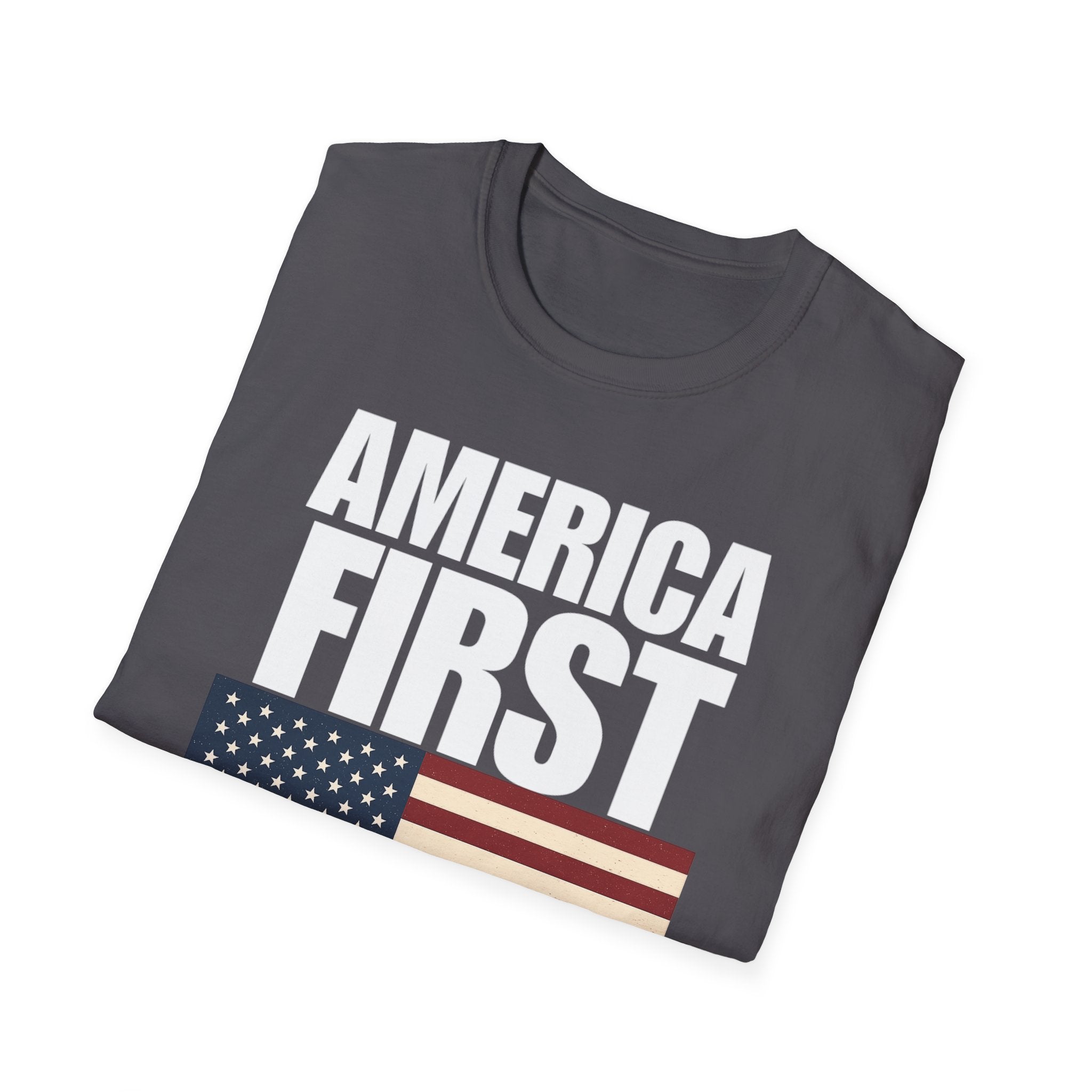 America First American Flag Softstyle Cotton Shirt T-Shirt