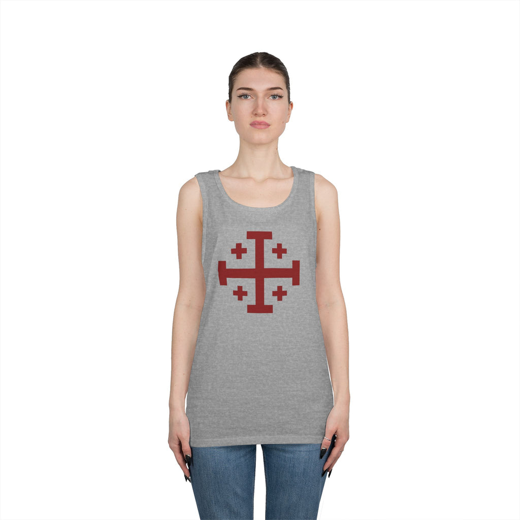 Cross of Jerusalem Red Design Heavy Cotton Tank Top