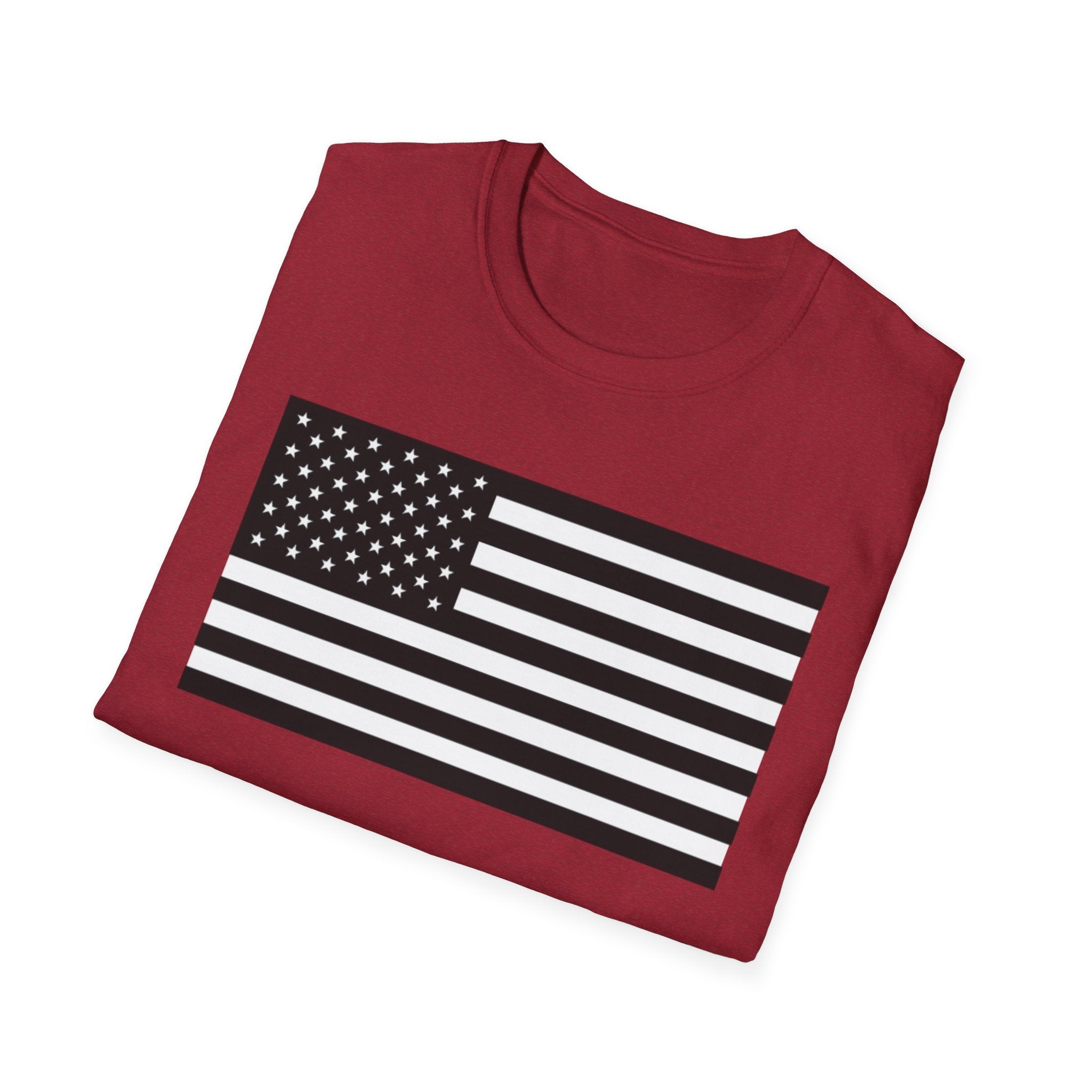 Black and White American Flag Softstyle Cotton Shirt T-Shirt