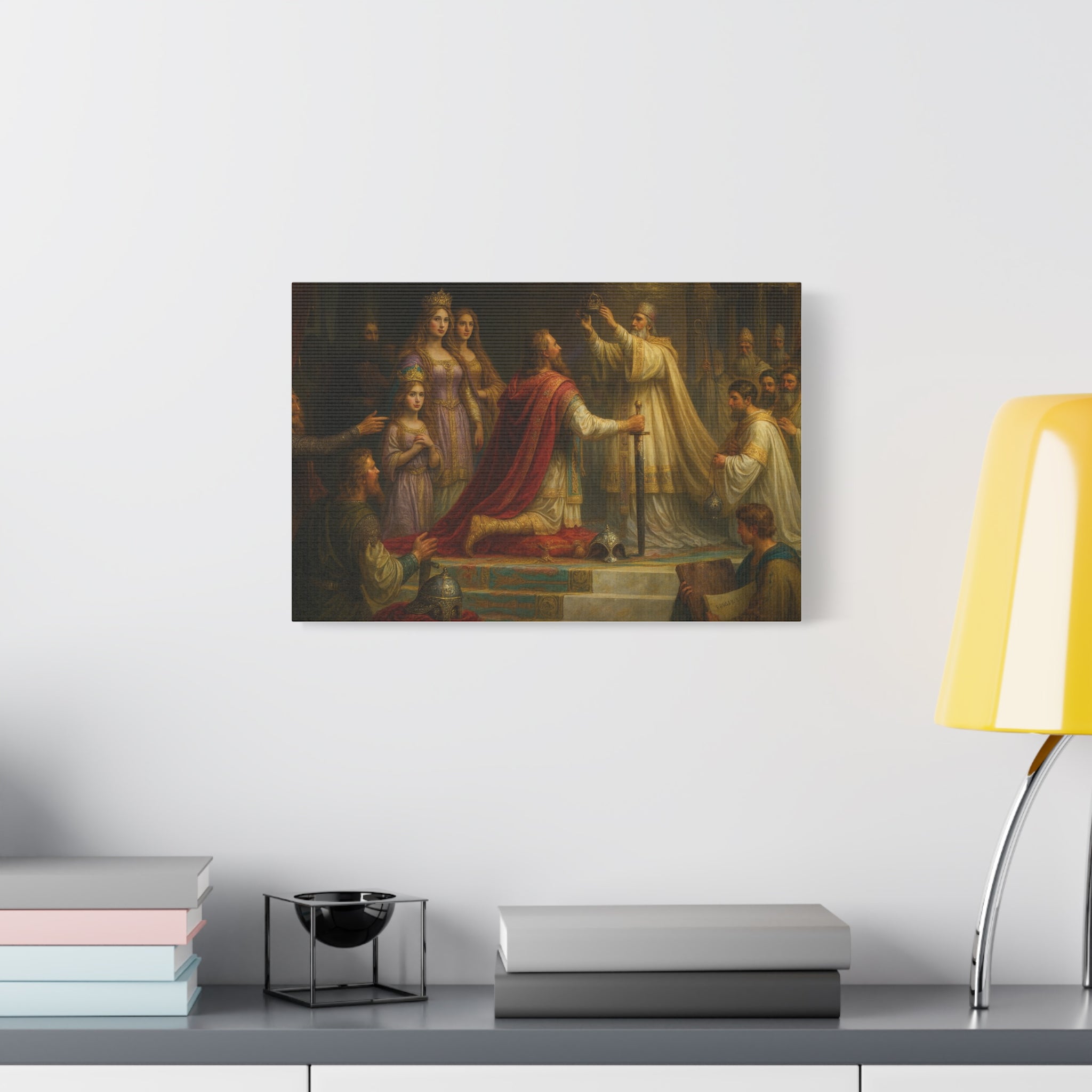Charlemagne Roman Emperor Coronation By Pope Canvas Art, Historical Artwork for Home Decor, Wall Art for Medieval Lovers