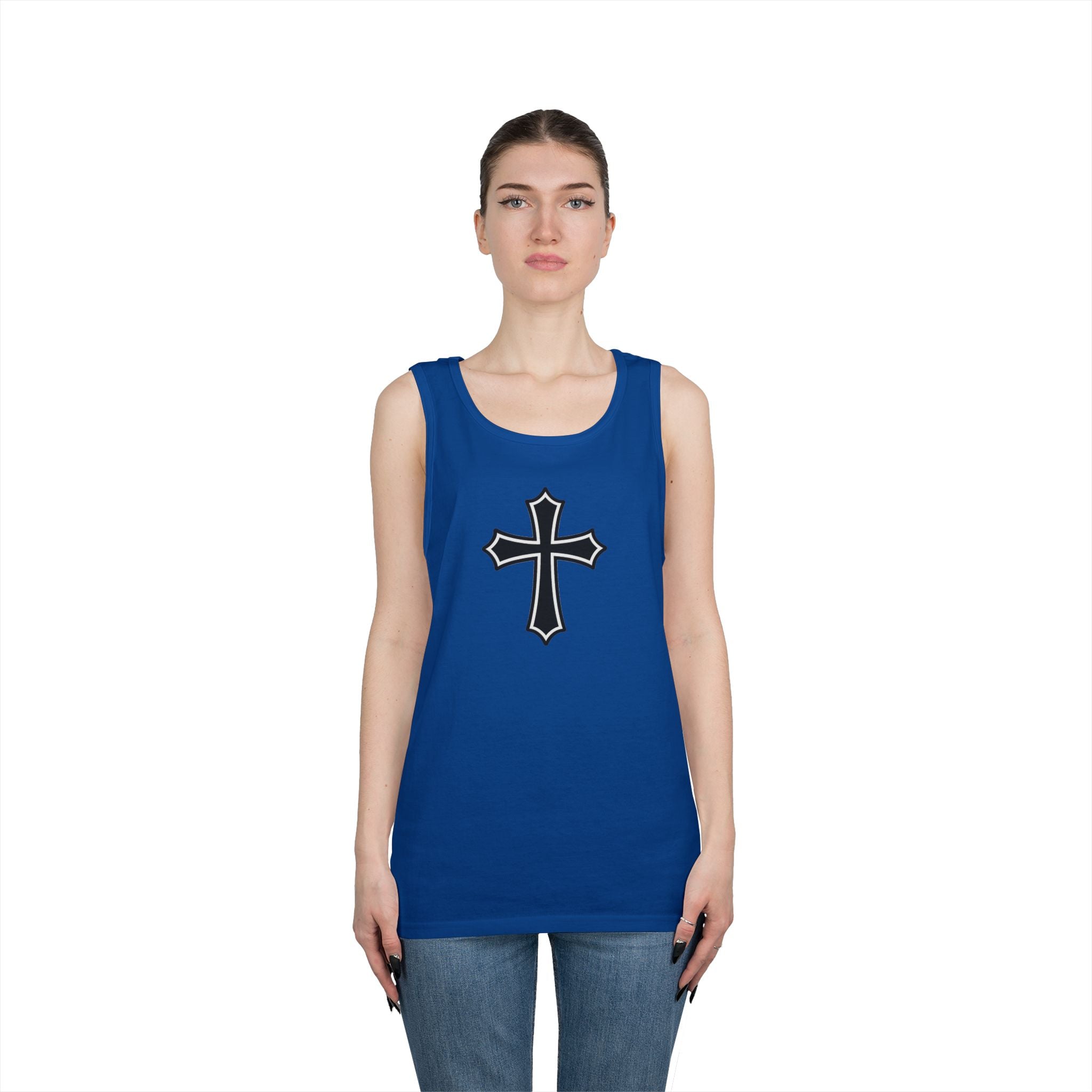 Medieval Style Cross Heavy Cotton Tank Top