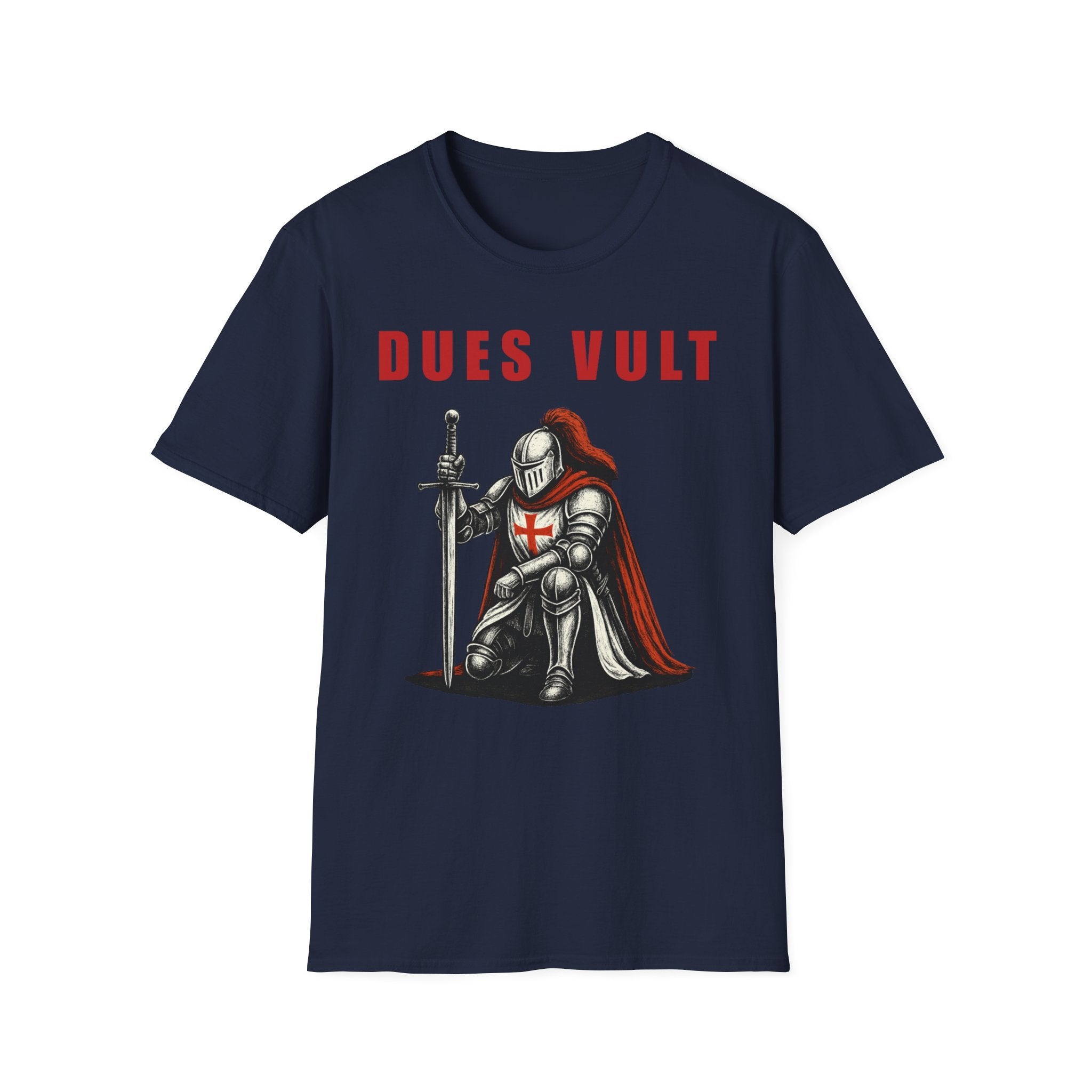Dues Vult Crusader Knight T-Shirt | Christian Warrior Tee | Faith Shirt