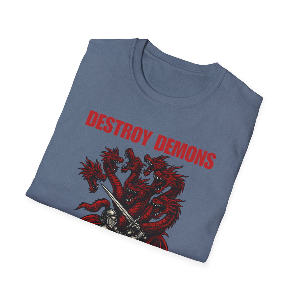 Destroy Demons Crusader Knight vs Dragon  Softstyle T-Shirt