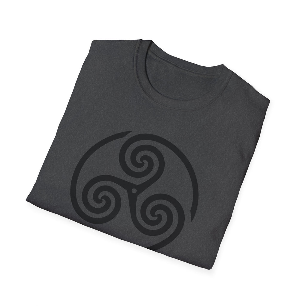 Celtic Spiral Triskele Symbol Alt Black Design Softstyle T-Shirt
