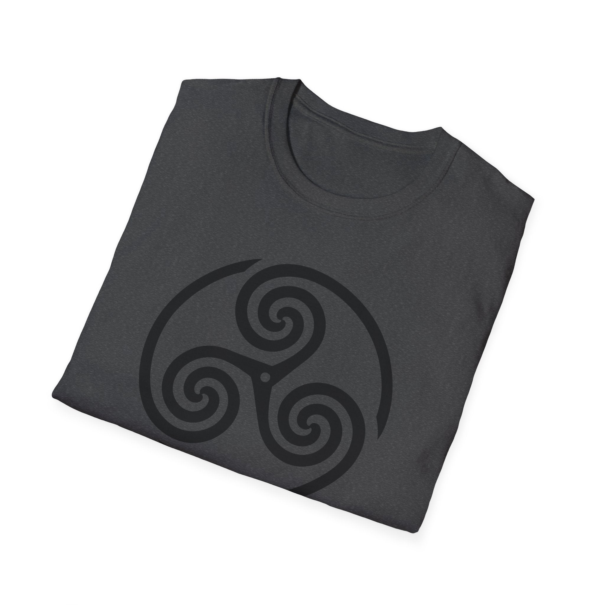 Celtic Spiral Triskele Symbol Alt Black Design Softstyle T-Shirt