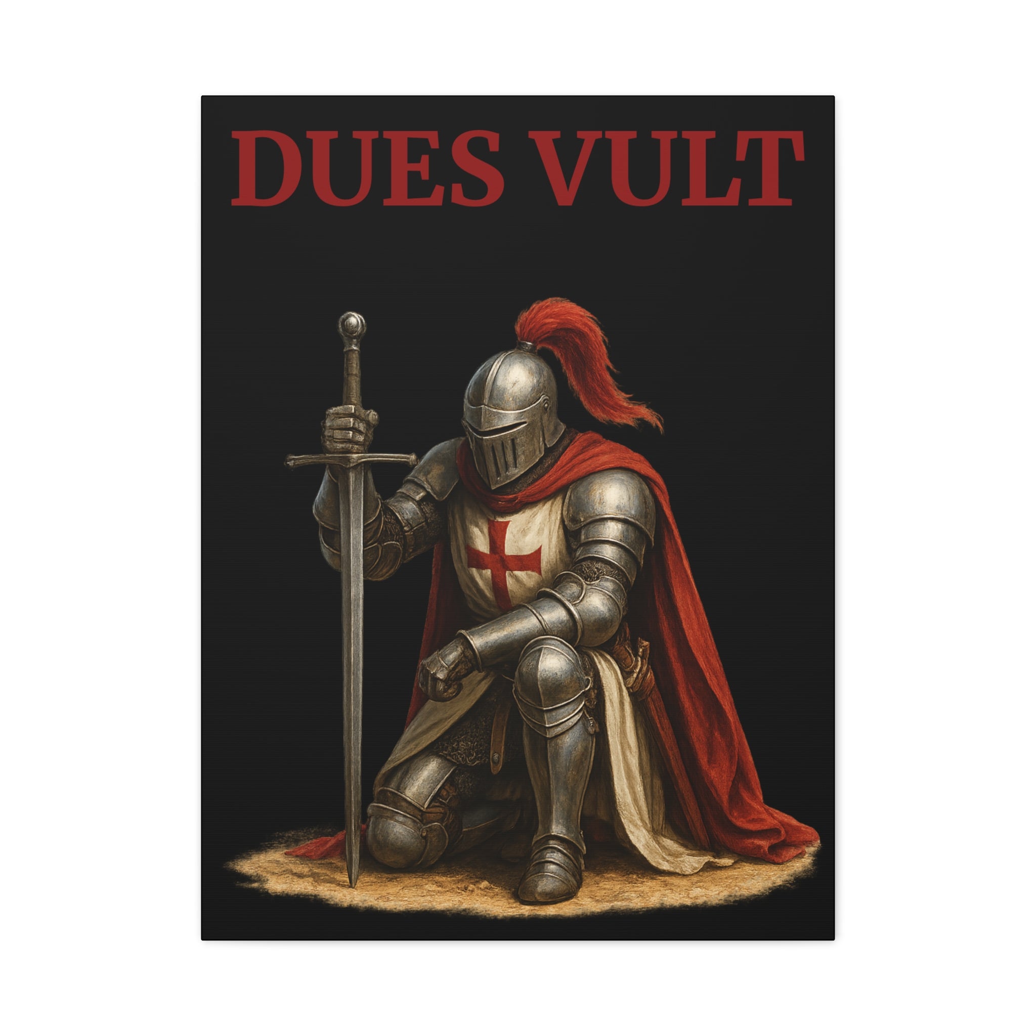 Crusader Knight Dues Vult Matte Canvas Wall Art, Dues Vult Decor, Medieval Artwork