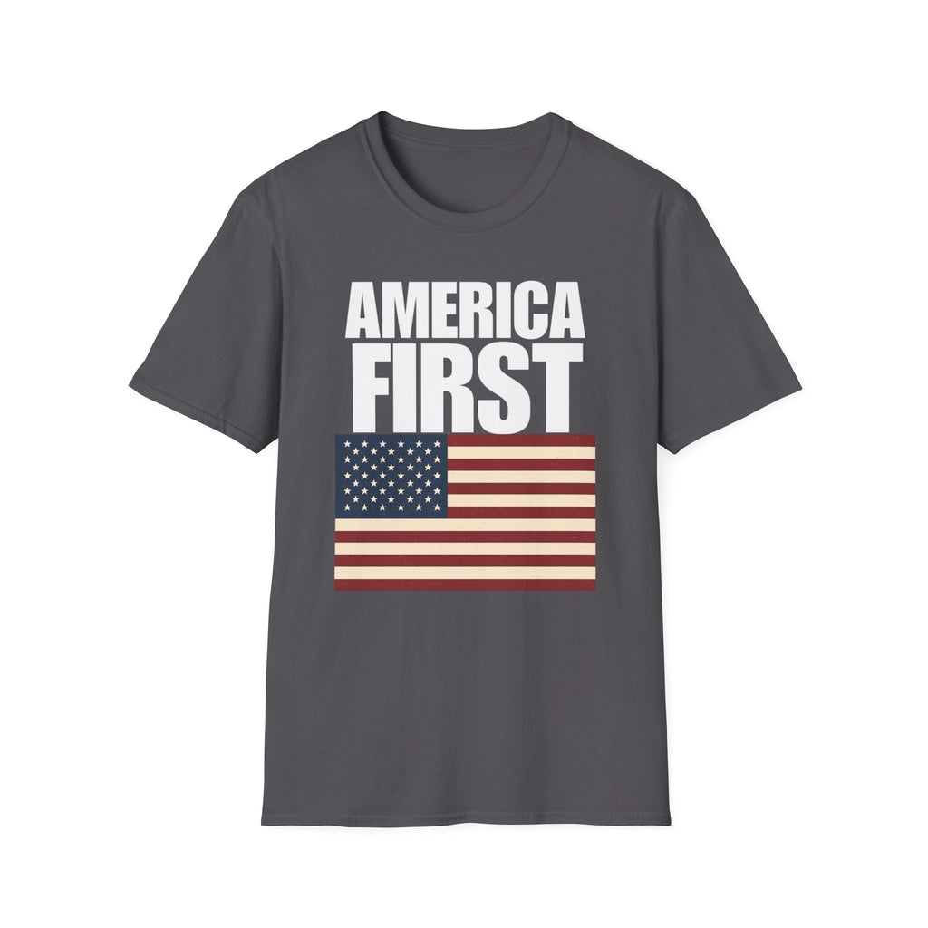 America First American Flag Softstyle Cotton Shirt T-Shirt