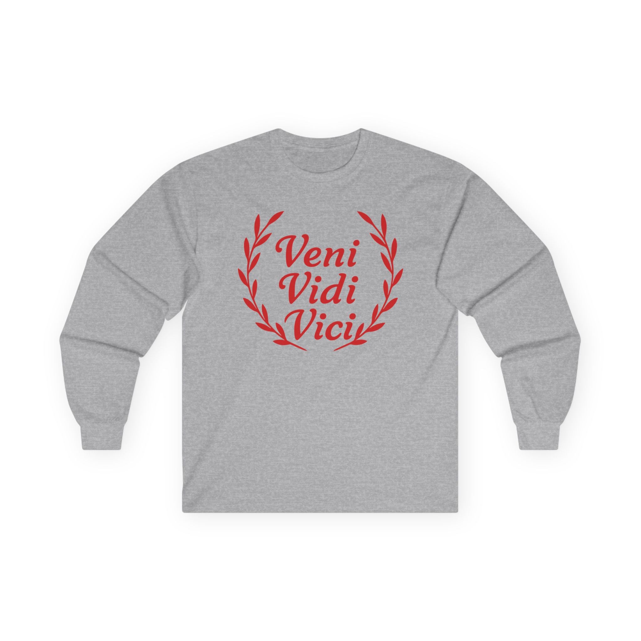 Veni Vidi Vici "I Came, I saw, I Conquered" Light Red Graphic Long Sleeve Tee