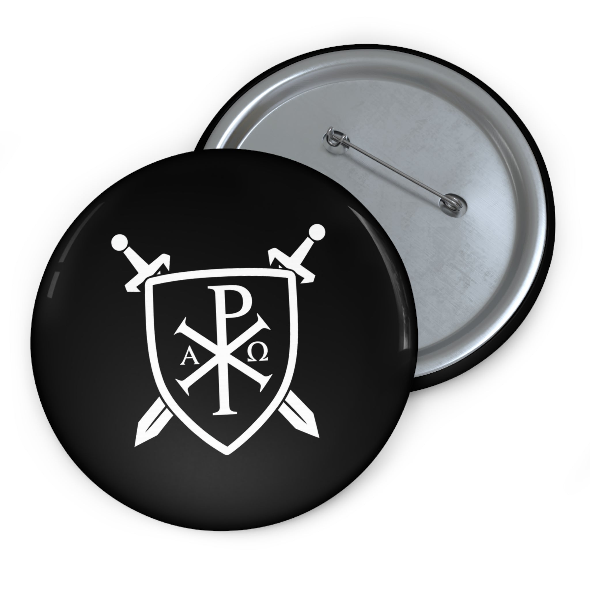Sword and Shield Pi Chi Rho Custom Pin Buttons