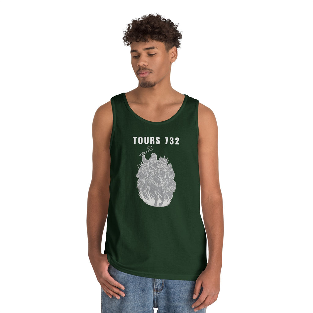 Tours 732 Charles "The Hammer" Martel "TOURS 732" Text Graphic Heavy Cotton Tank Top