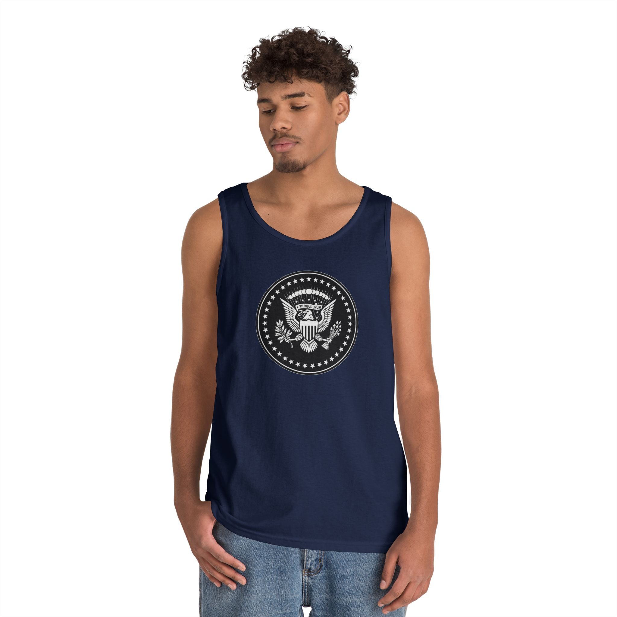 American Eagle Presidential Seal Black Design Unisex Heavy Cotton Tank Top