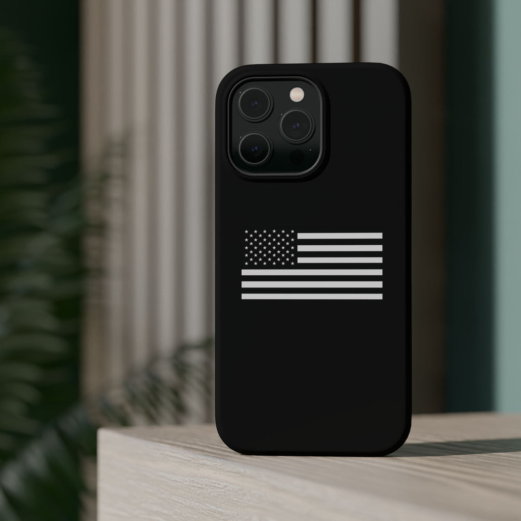 Black and White American Flag Magnetic Impact-Resistant Cases