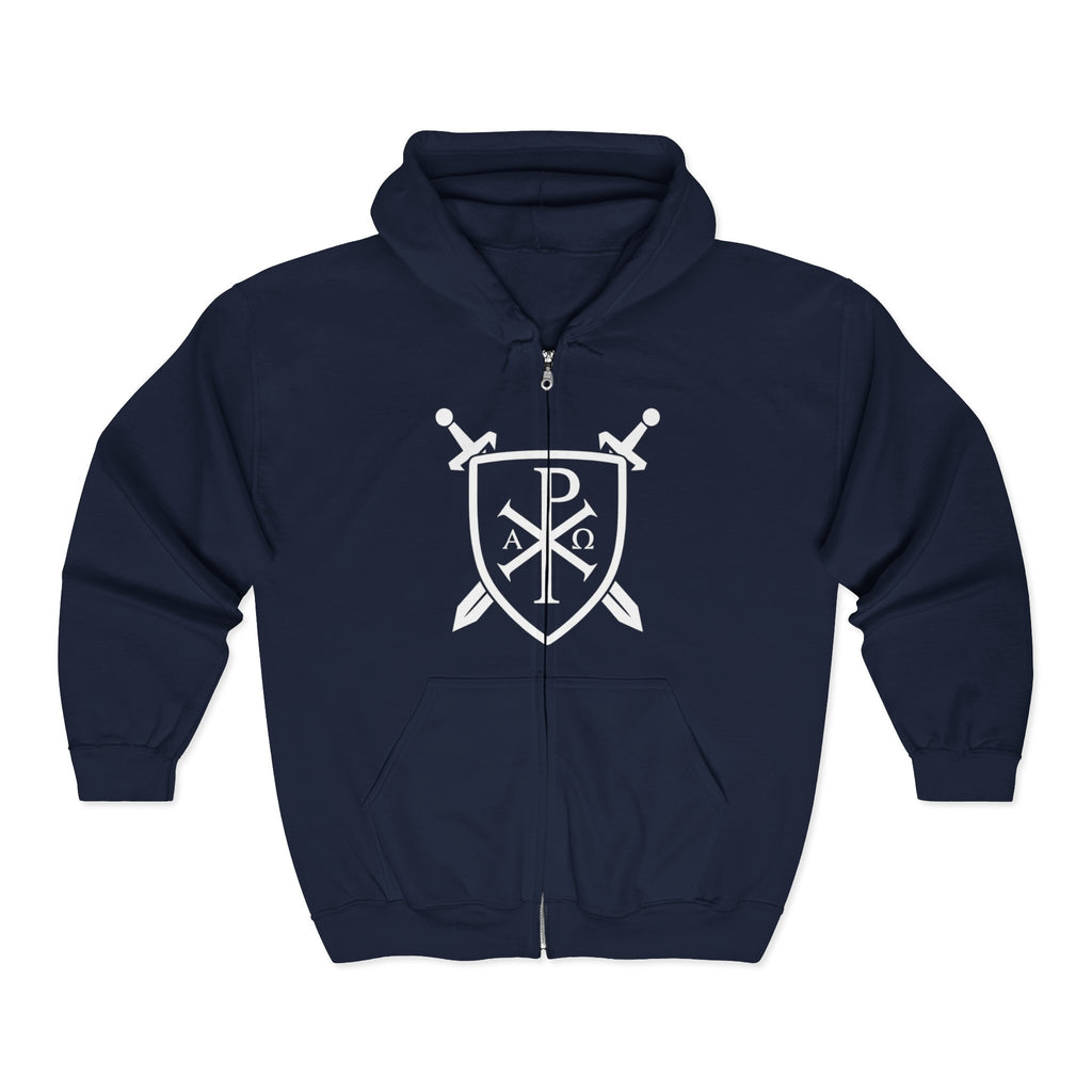 Unique Pi Chi Rho Crest Shield White Design Zip Up Hoodie Sweatshirt