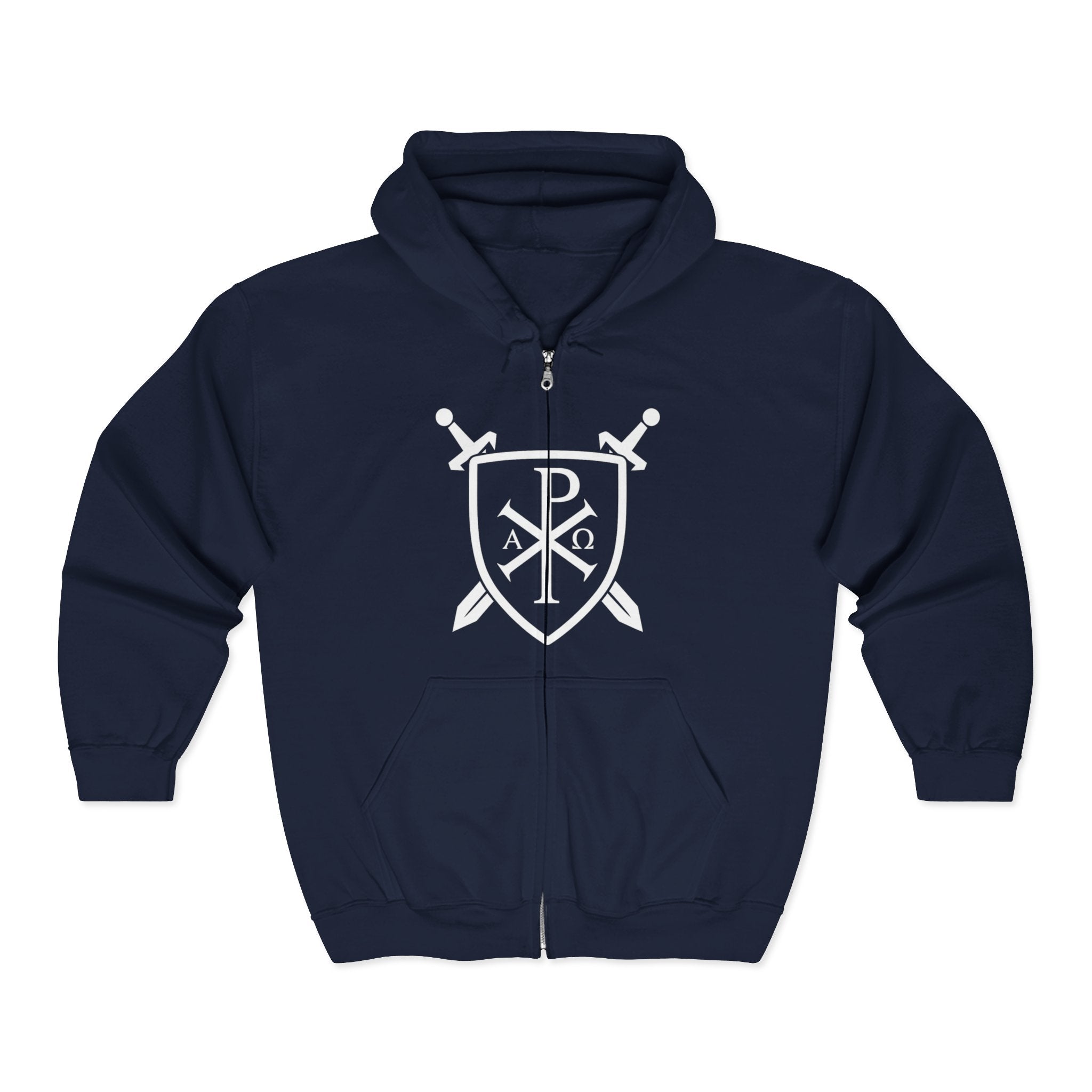 Unique Pi Chi Rho Crest Shield White Design Zip Up Hoodie Sweatshirt