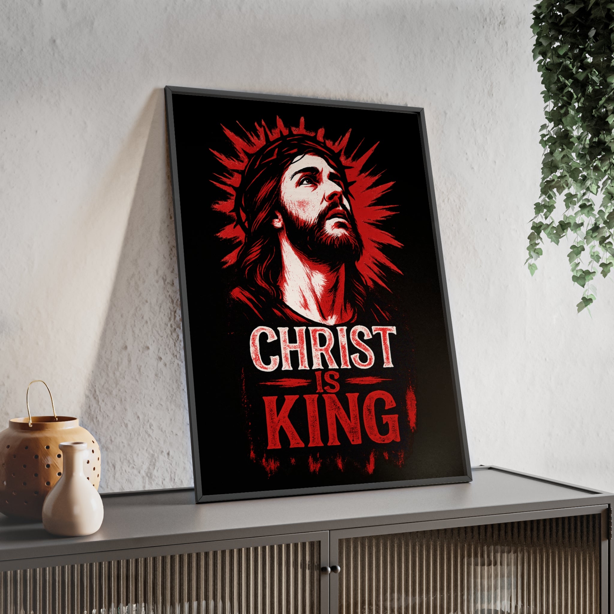 Framed Inspirational Wall Art Christ is King Poster, Christian Home Decor