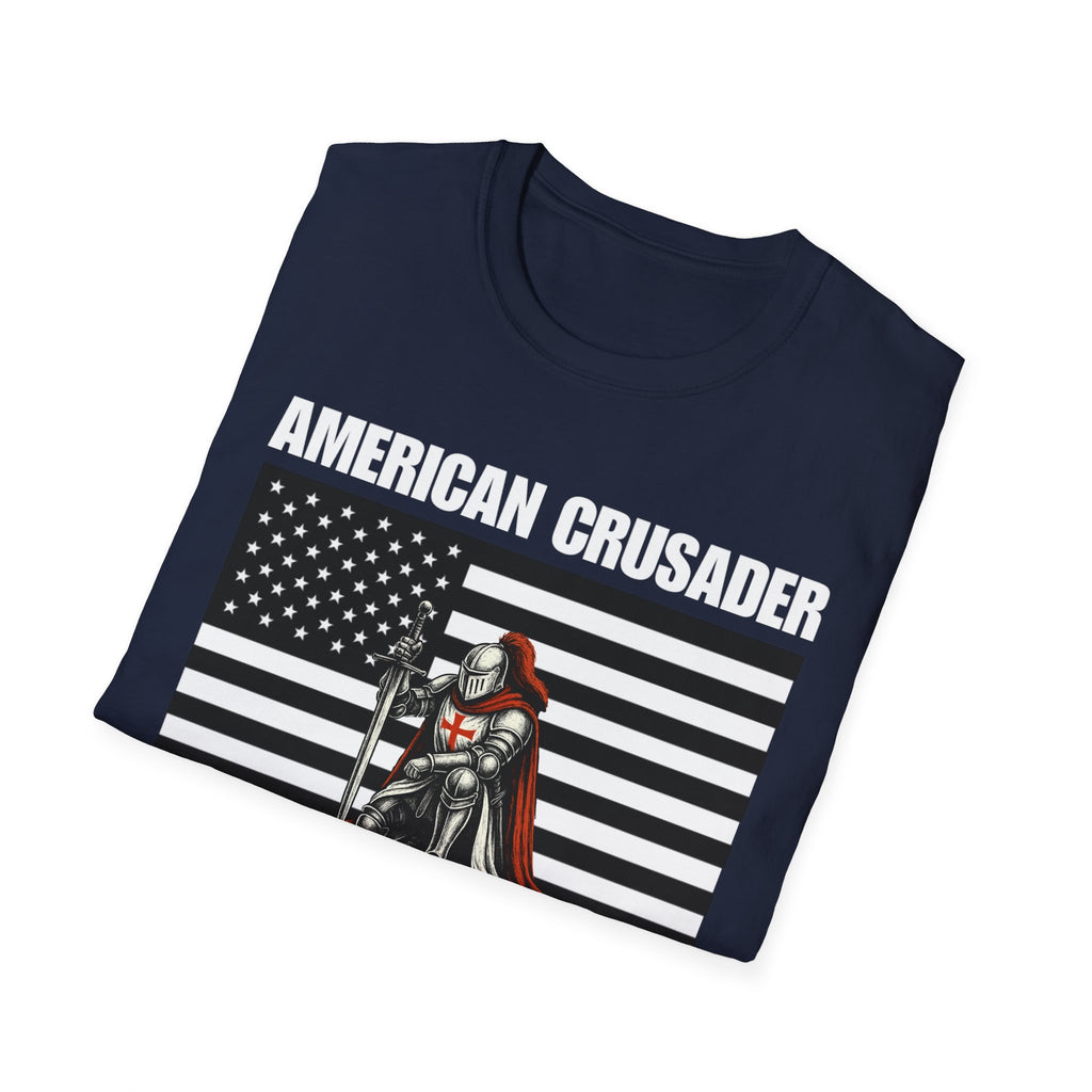American Crusader Black and White Alt Design Softstyle Cotton Shirt T-Shirt