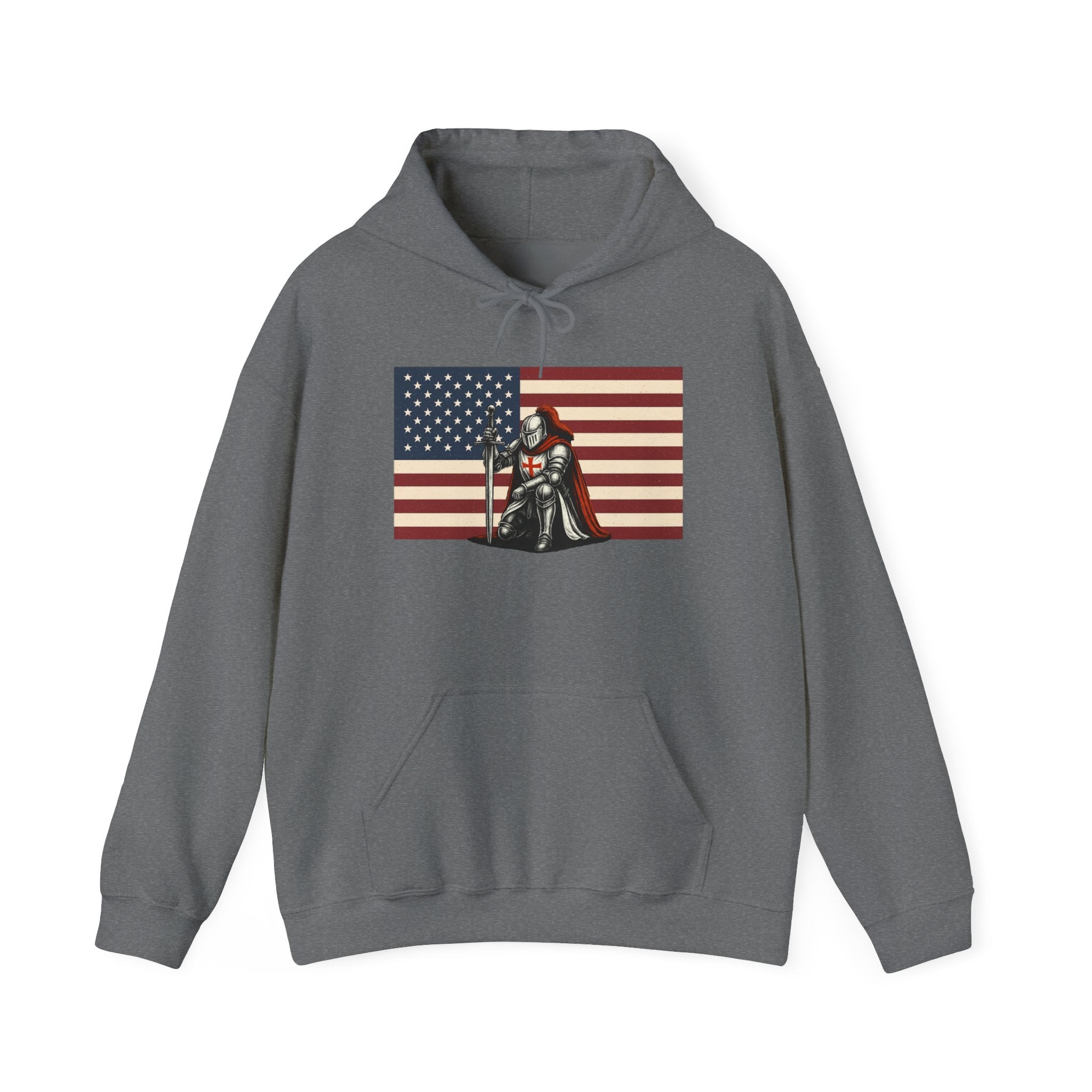 American Crusader Graphic Pull Over Hoodie Sweatshirt