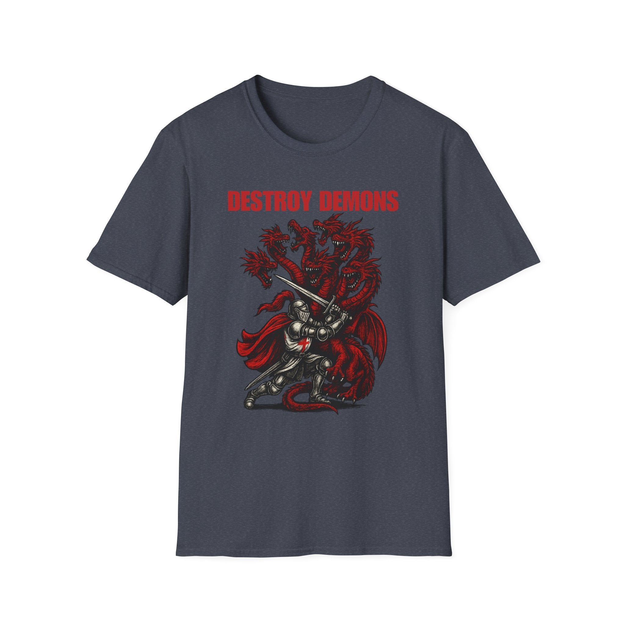 Destroy Demons Crusader Knight vs Dragon  Softstyle T-Shirt