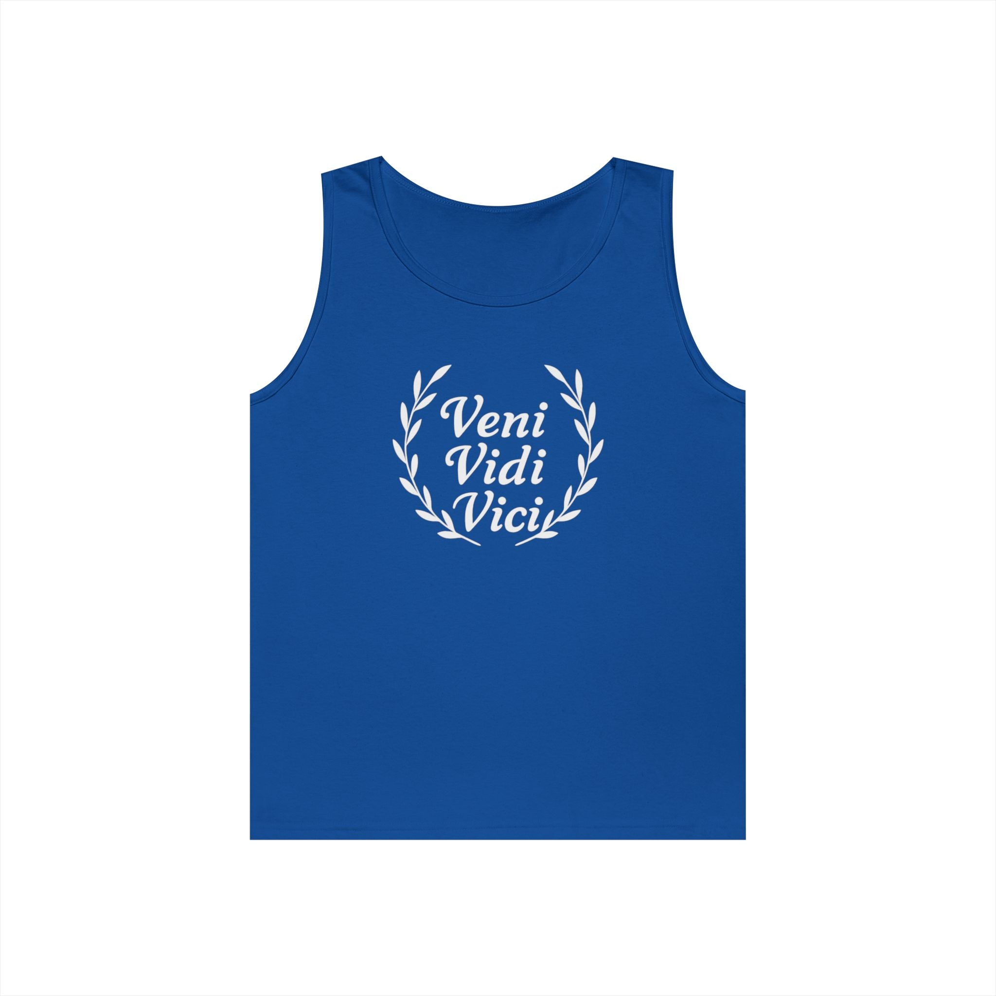 Veni Vidi Vici White Text Unisex Heavy Cotton Tank Top