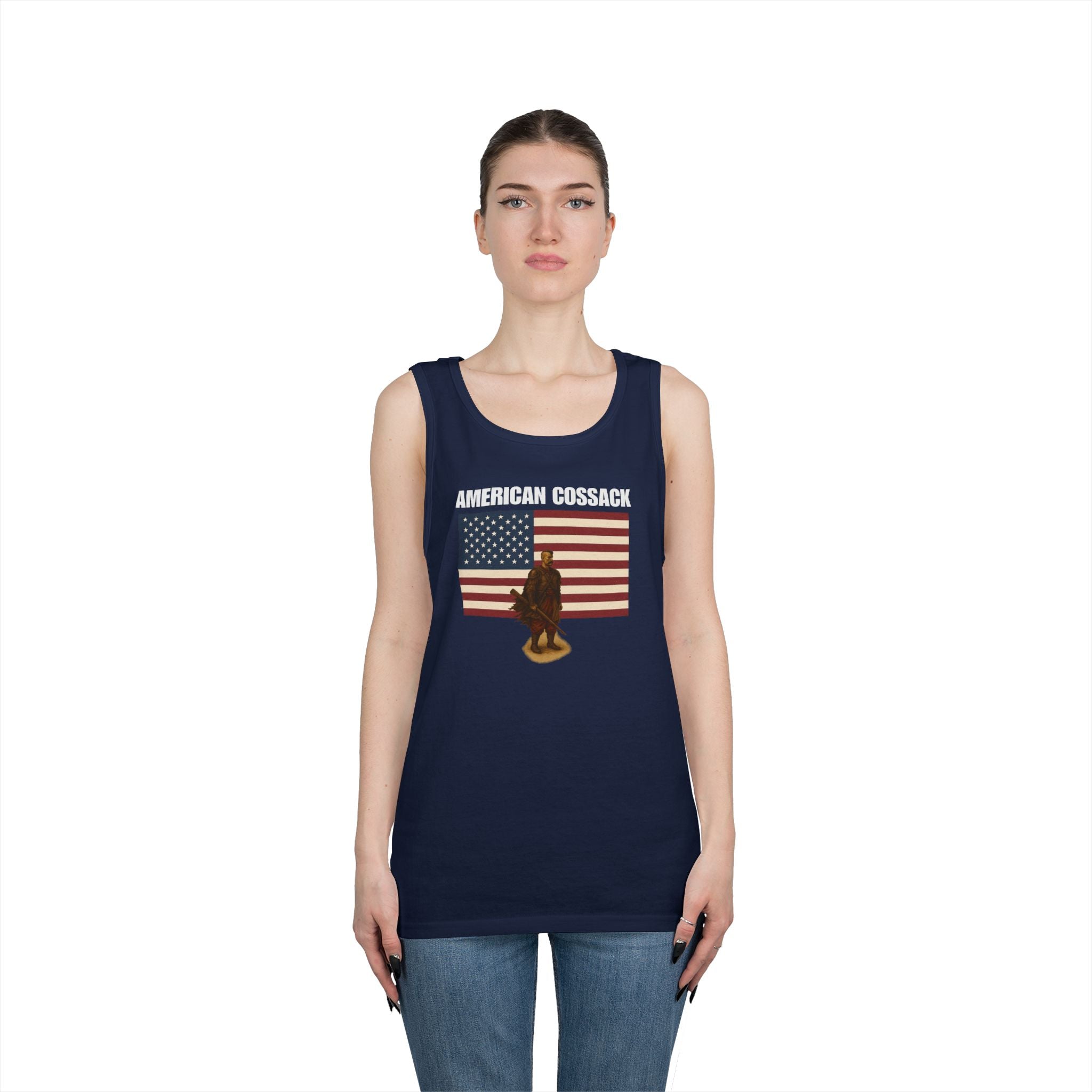 Patriotic American Cossack Heavy Cotton Tank Top